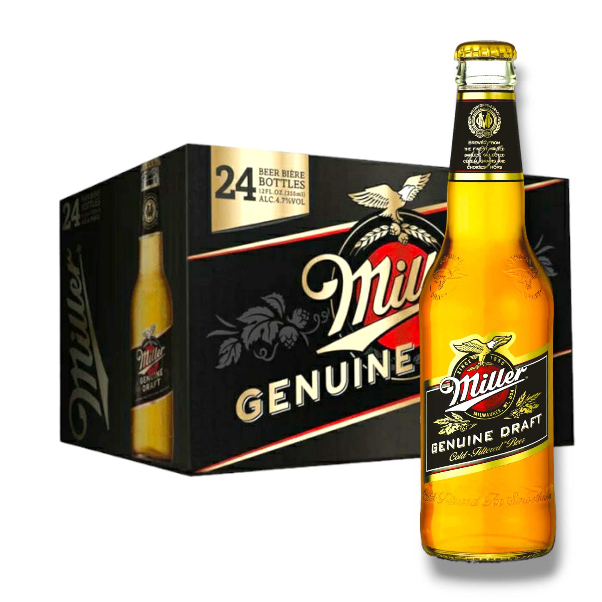 24 x 0,33l Miller Genuine Draft - Bier aus den USA mit 4,7% Vol. inklusive Haus der Biere Berlin Bierdeckel