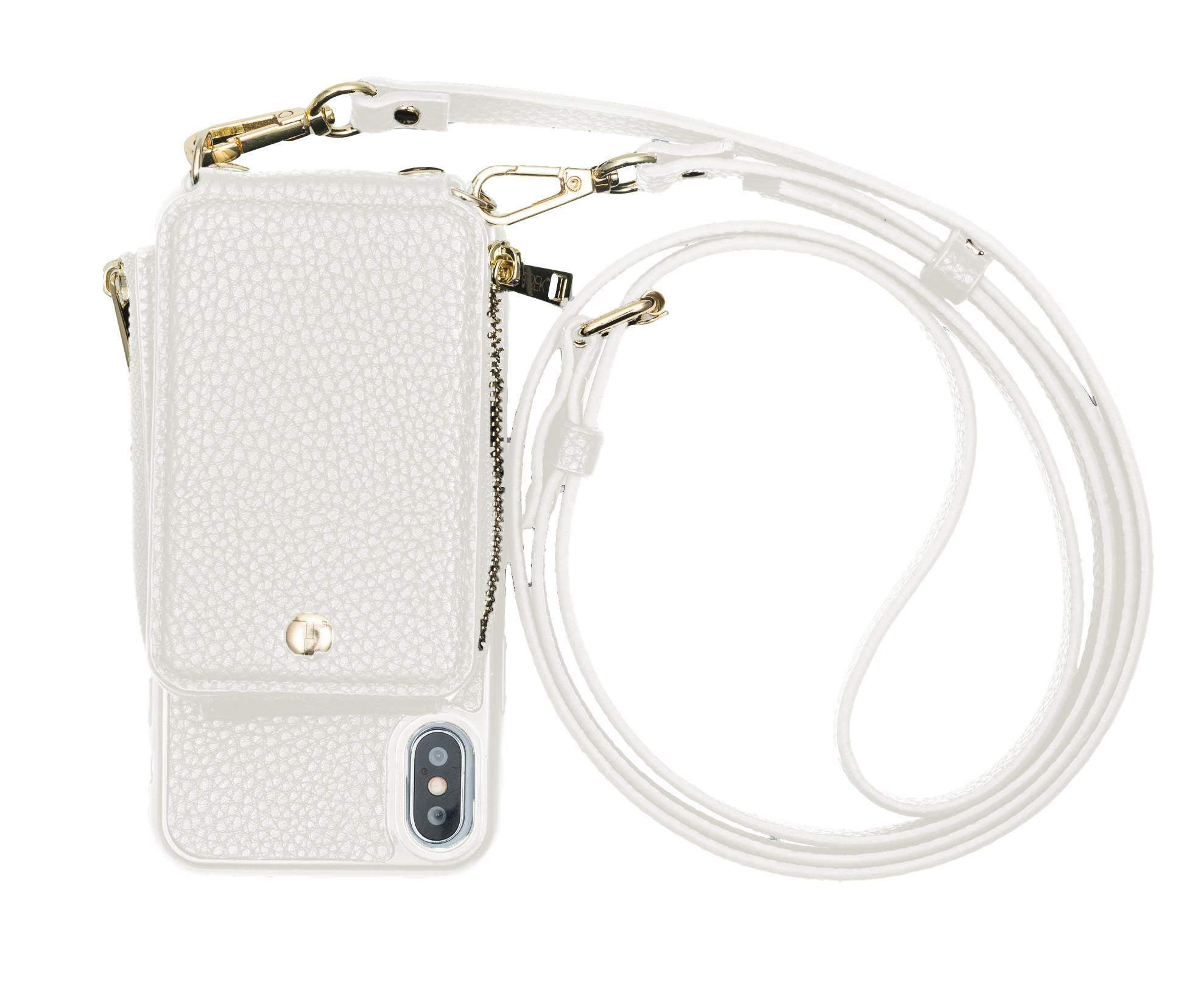 Trek TechAll-in-One Crossbody, Phone Case and Wallet for iPhone X/XS (Pearl), Pearl