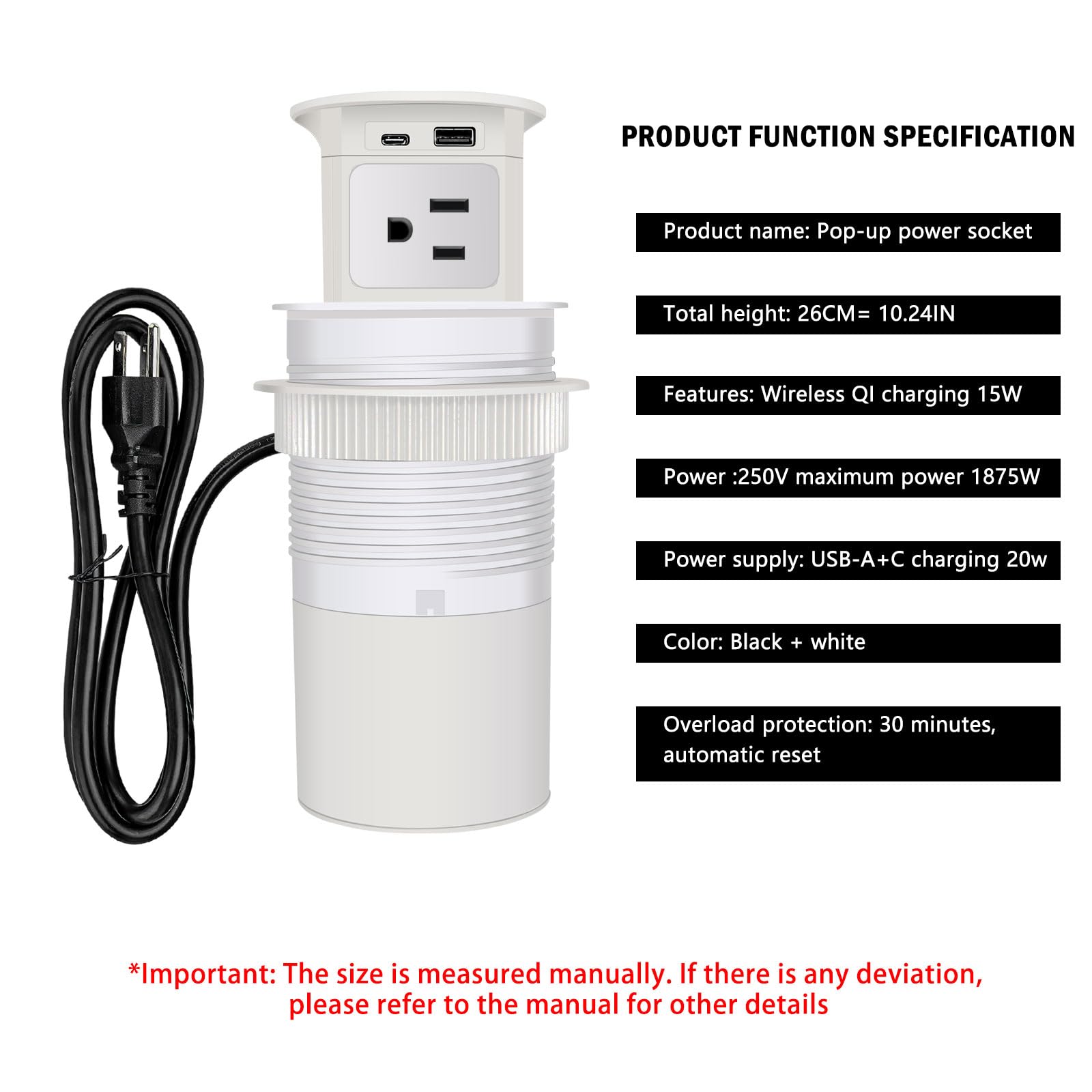 3.9 Inch Pop Up Outlet For Countertop Aluminum,Pop Up Outlet With 15w