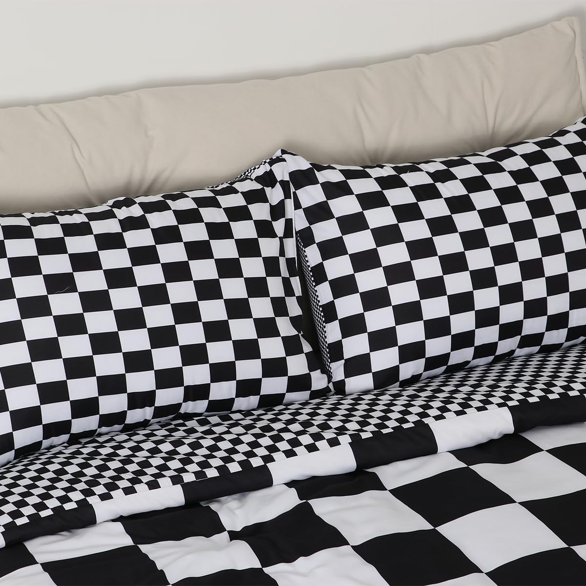 Black and White Plaid Duvet Cover Set Queen Size, Reversible Geometric Grid Bedding Quilt Cover for Boys Teens Adults Room Decor, Soft Lattice Checkerd Comforter Cover with 2 Pillowcases, No Filler