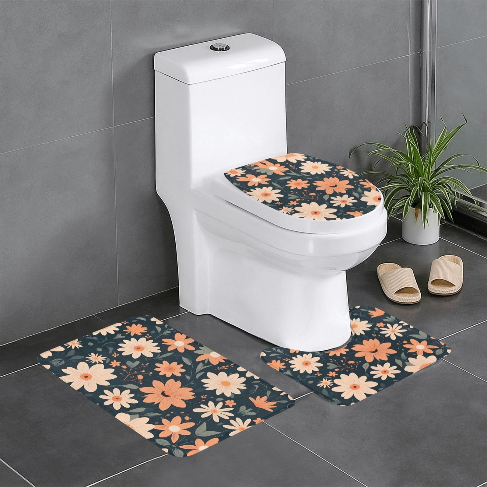 Tapis de salle de bain antidérapants YYHWHJDE - Tapis lavabo et contour WC lavables