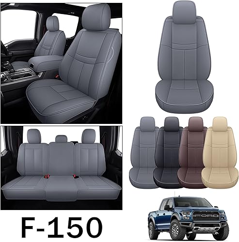 Miniatura 7 de TOMIC Juego completo de fundas de asiento de automóvil con funda de cojín de cuero impermeable para camioneta para camioneta compatible con Ford