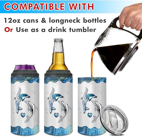 Miniatura 4 de Wassmin Vaso de bomberos para hombres, enfriador de latas 4 en 1 de acero inoxidable aislado de 16 onzas, taza de café con tapa para abuelo, papá,