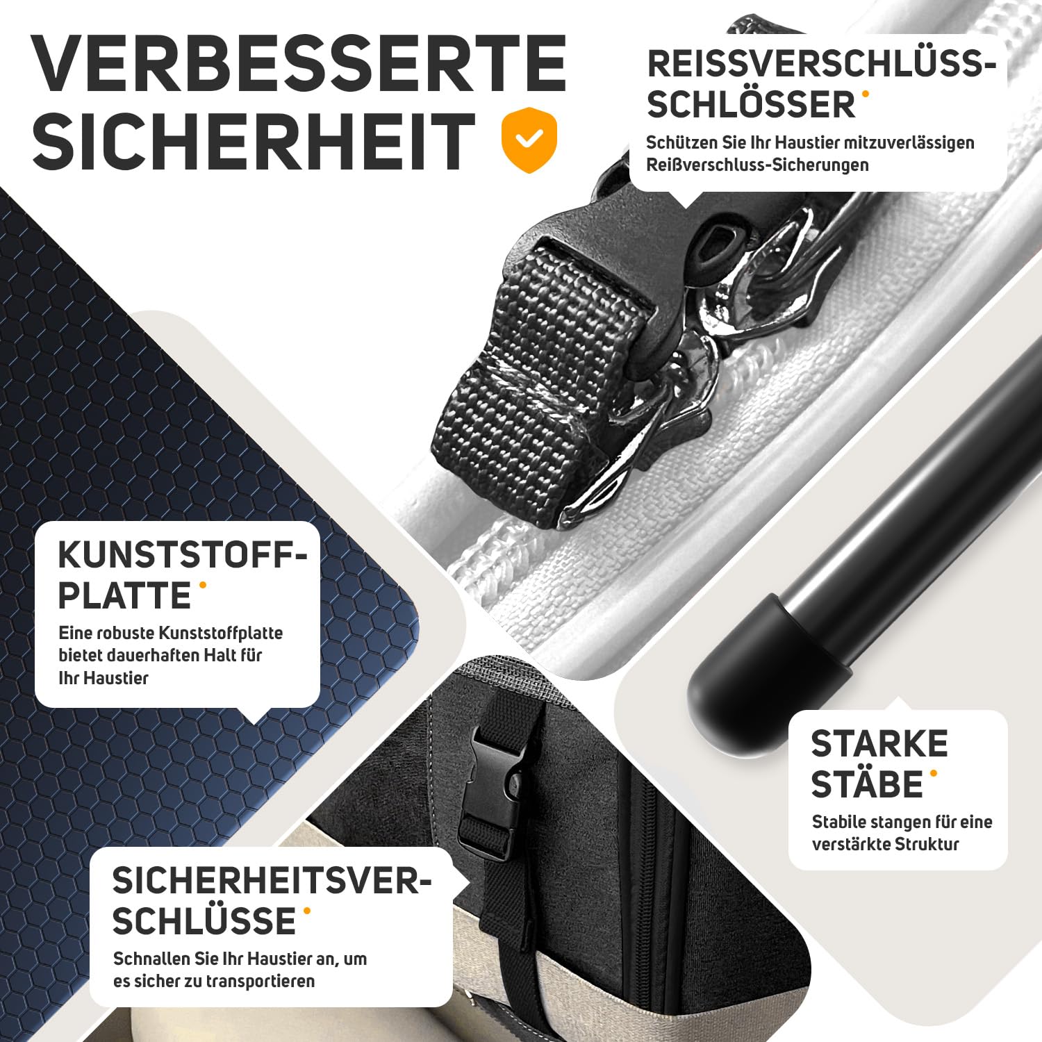 PETPROVED Transportbox Katze Hund Hundetasche für Kleine Hunde Katzentransportbox Katzen Transportboxen Hundetragetasche Tragetasche Hund Katzentasche Katzenbox Katzenkorb Transport (L Schwarz)