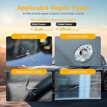 Stone Chip Repair Kit Windscreen, Universal Car Glass Repair Set with Vacuum Pump, Professional Windscreen Repair Kit for Stone Chip Repair, Without UV Lamp