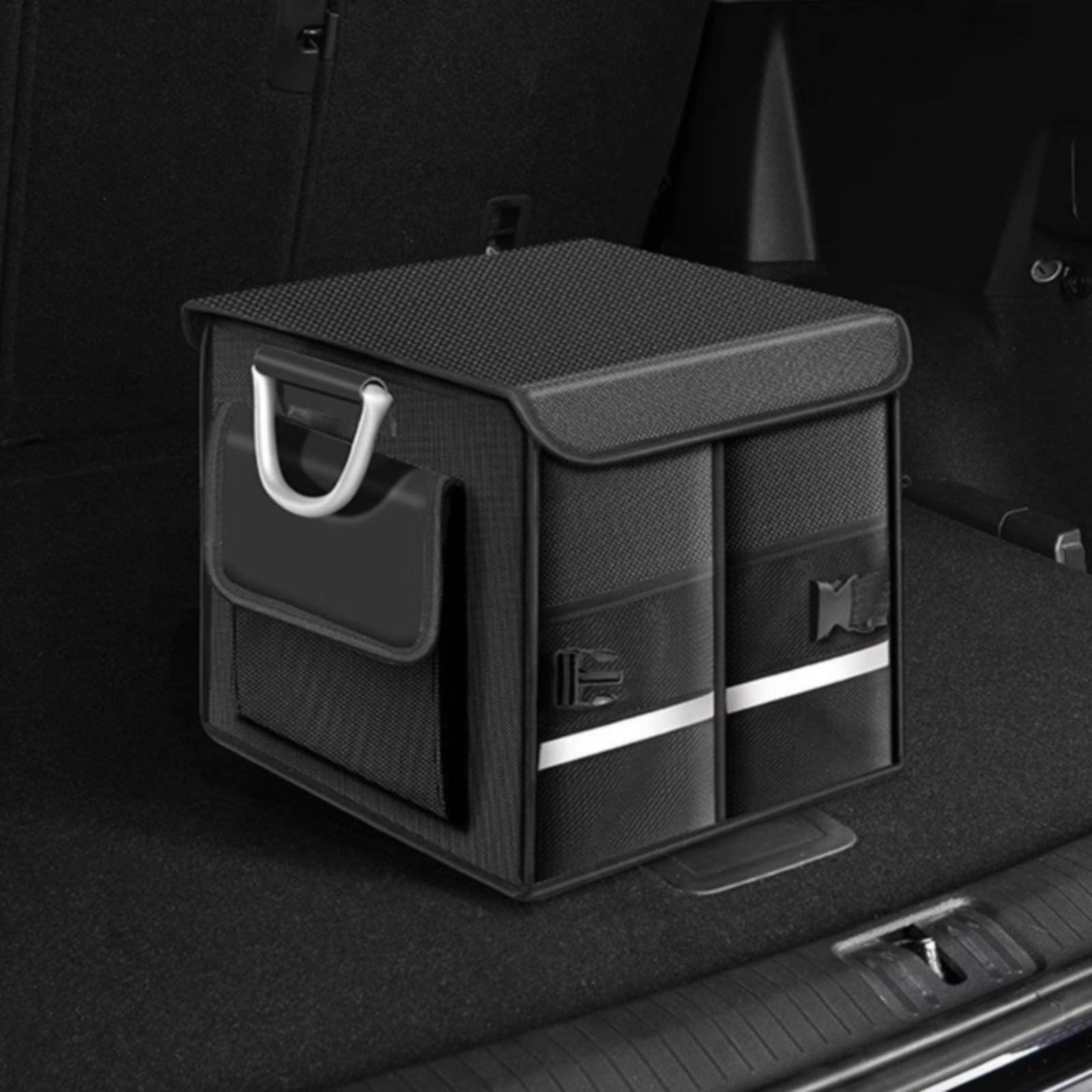 Faltbarer Kofferraum-Organizer mit Deckel Auto-Aufbewahrungsbox strapazierfähig Faltbox Kofferraum für Camping, Braun, 72L