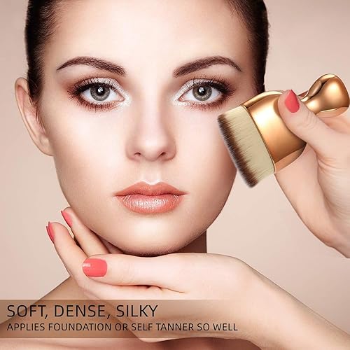 Miniatura 4 de Brocha Kabuki plana en ángulo para autobronceador, cepillo autobronceador, cepillo de maquillaje corporal de alta densidad para bronceado sin sol,