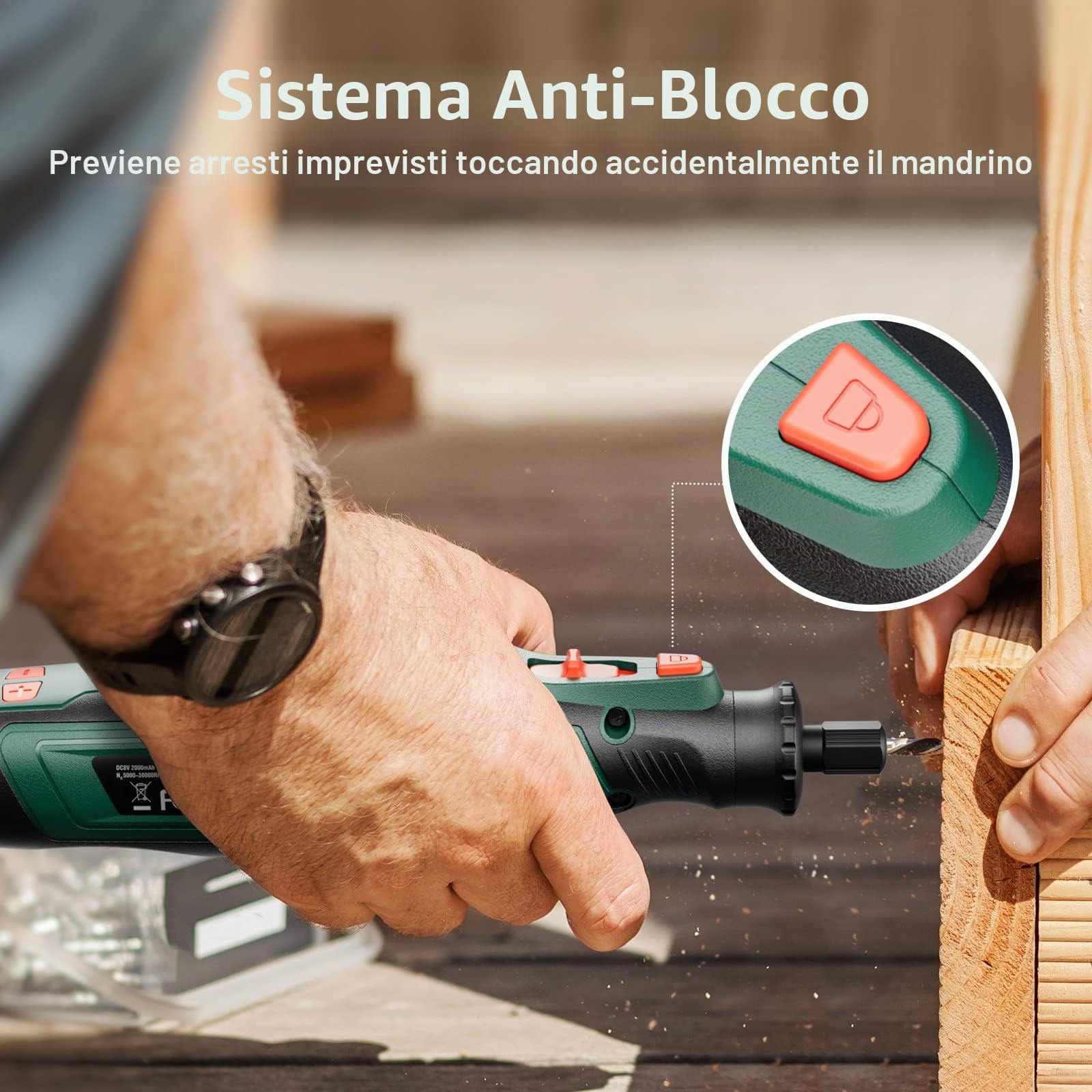 DEPSTECH DC08 Kit di utensili rotanti a batteria, utensile rotante ricaricabile da 2,0 Ah 8V con 5 velocità fino a 30000 giri/min e 124 accessori per lavori di artigianato e progetti fai-da-te