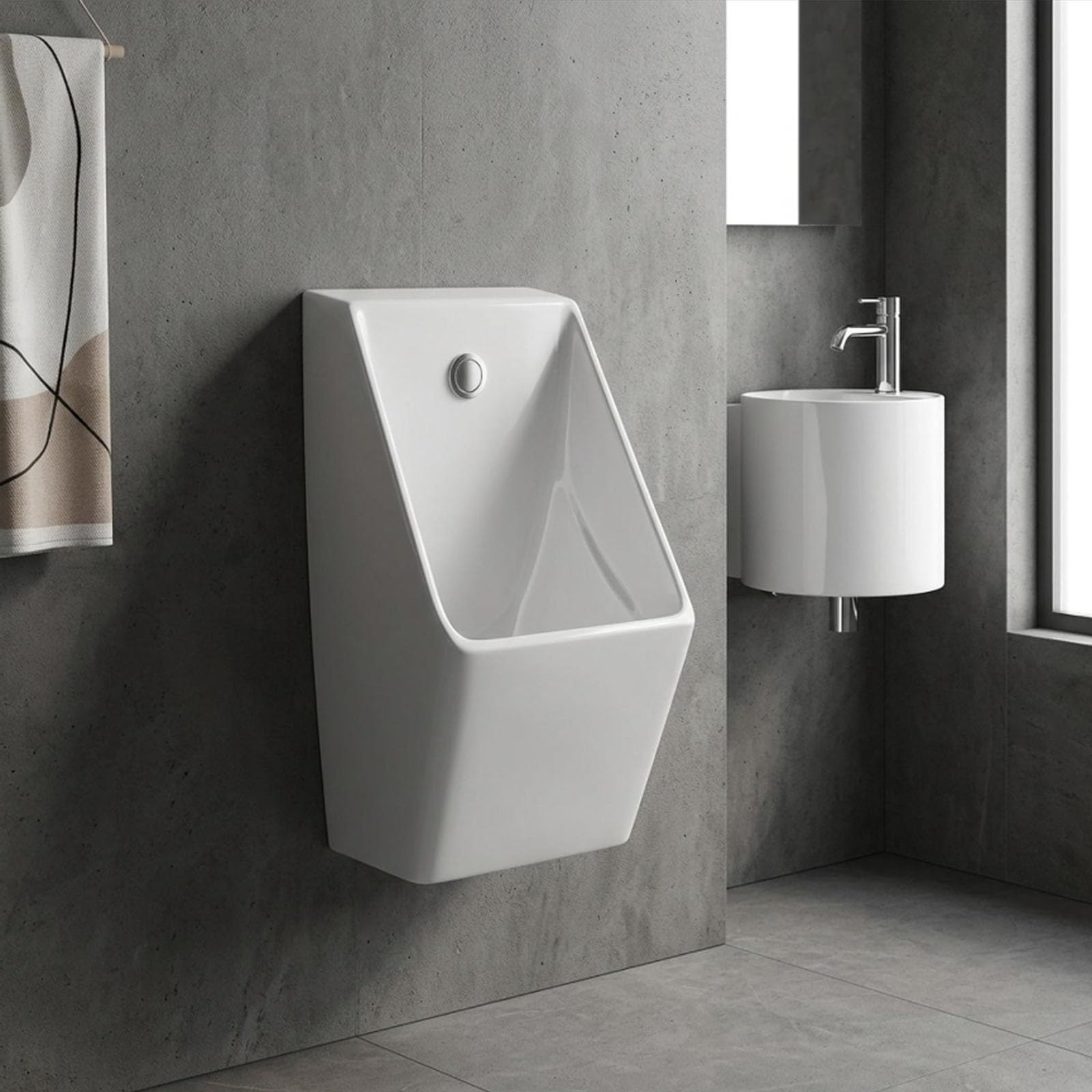 Orinario de Cerámica para Hombre Urinario Automático con Sensor para Baño | Comercial, Hotel, Restaurante, Oficina, Colegio y Baño Público, Diseño Compacto para Ahorro de Espacio