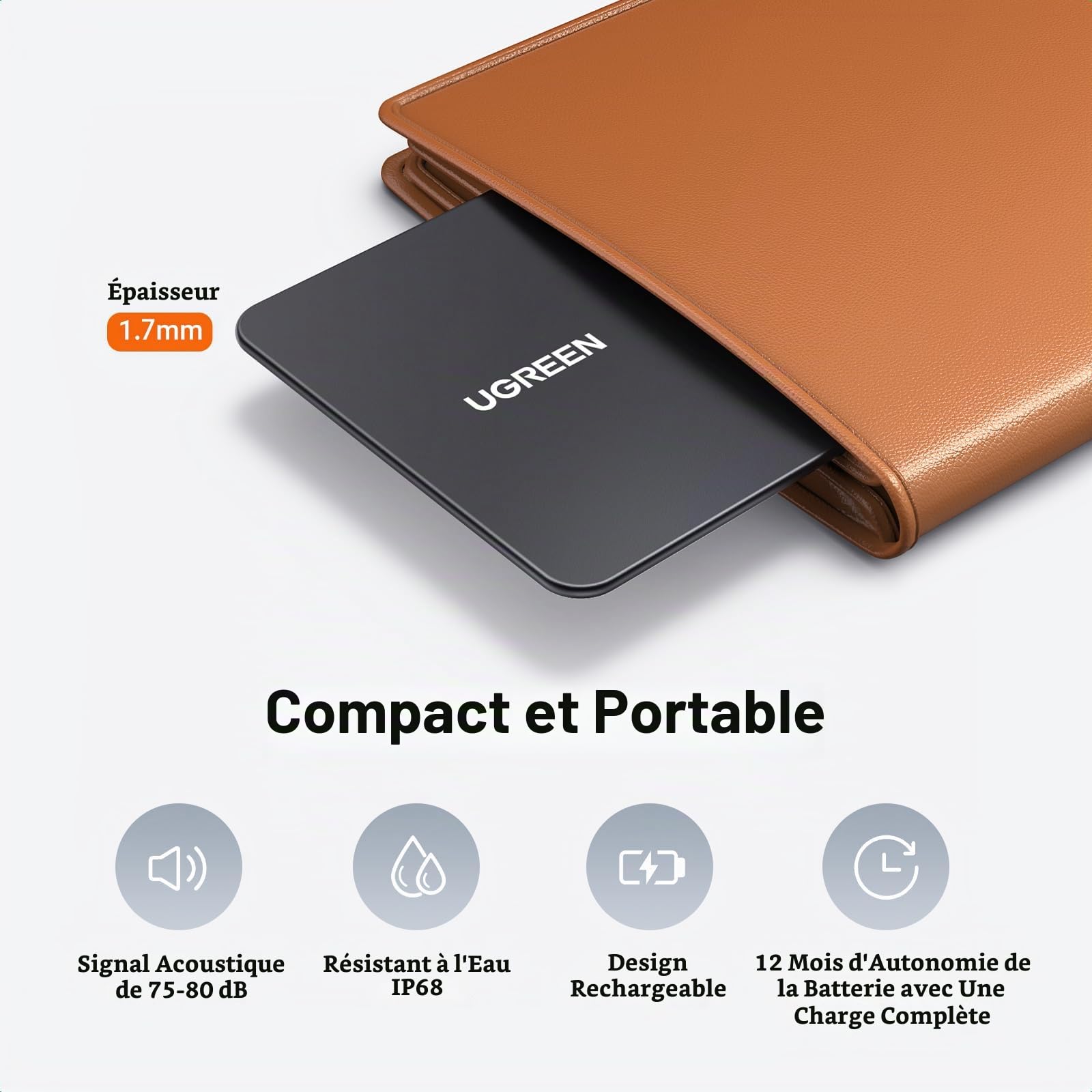 UGREEN FineTrack Duo Tag Traceur avec iOS Find My et Android Find Hub Recharge USB C et UGREEN FineTrack Slim Bluetooth Wallet Tracker Ultra Fin 1.7mm