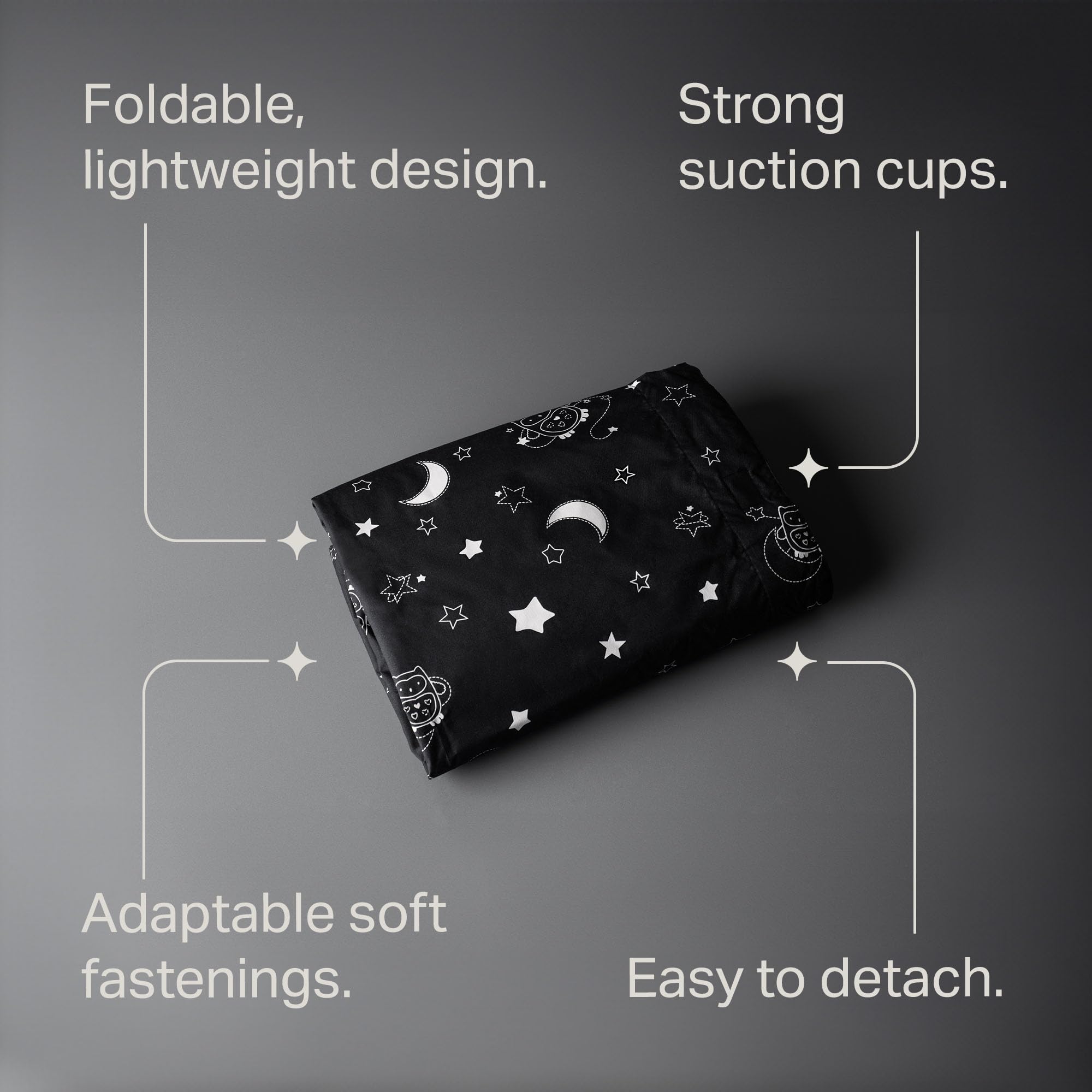 Tommee Tippee Sleeptight Portable Blackout Blind, Medium, 99 x 130 cm, Star and Moon Print, Suction Cups, Lightweight, Adjustable Baby and Toddler Blind - 3