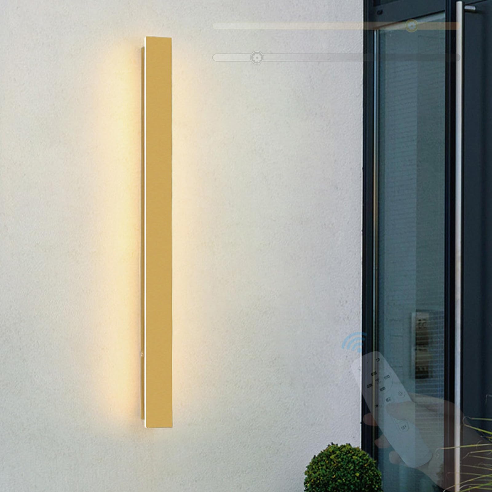 HELCEKOU LED Outdoor Wall Lights with Remote Control Dimmable Sconces Modern Aluminum IP65 Waterproof Lamps Indoor/Outsid Lighting for Hallway Villa Balcony Terraces