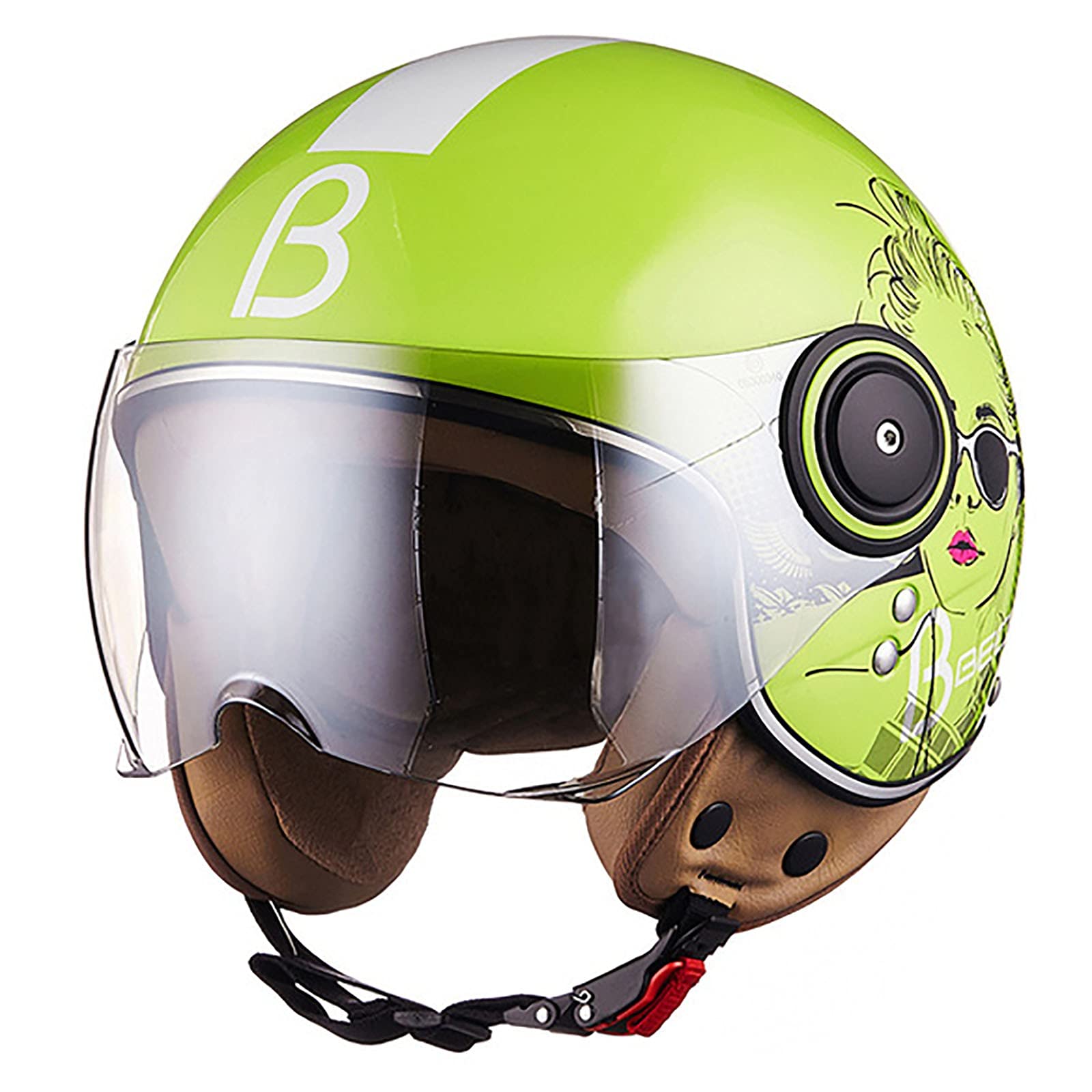 Rétro Casque à Face Ouverte Demi-Jet Casque Scooter Avec Visière Open Face Classic Casque Moto Jet Vintage ECE Homologué Casque Bol Moto Bols Pour Homme Et Femme F,L
