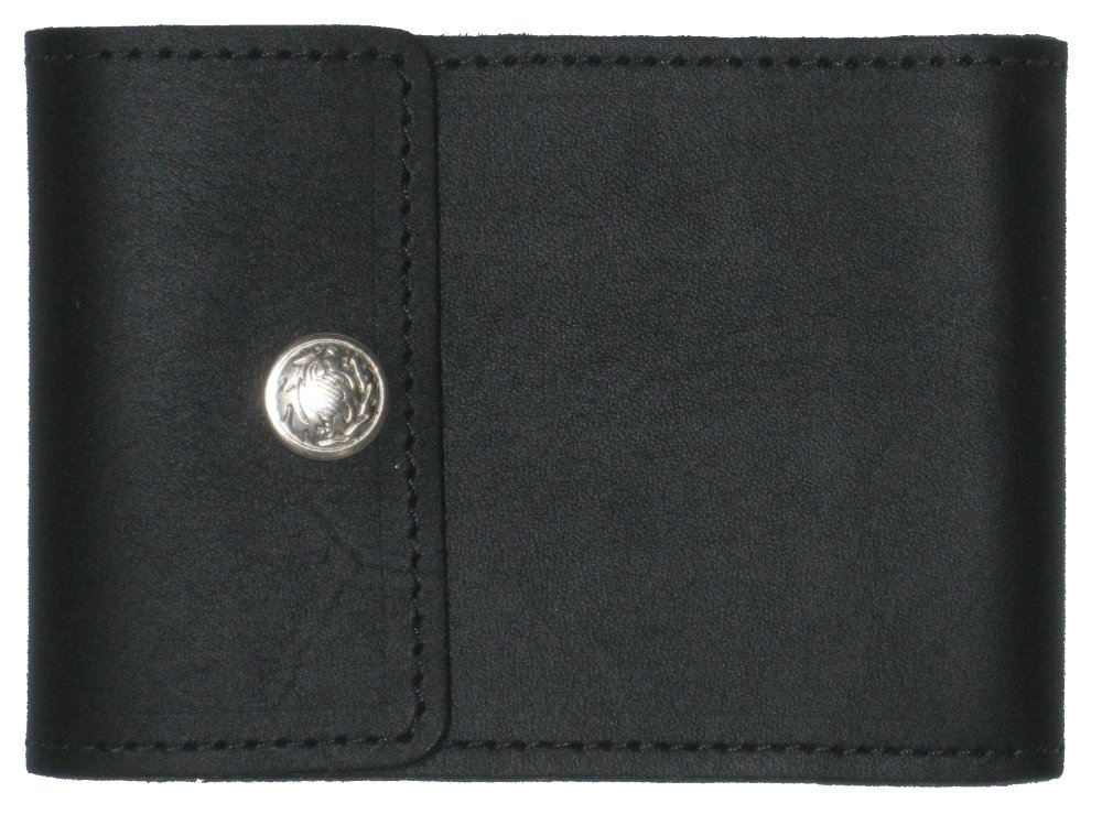 Black Leather Checkbook Cover for End-Stub Wallet Checks