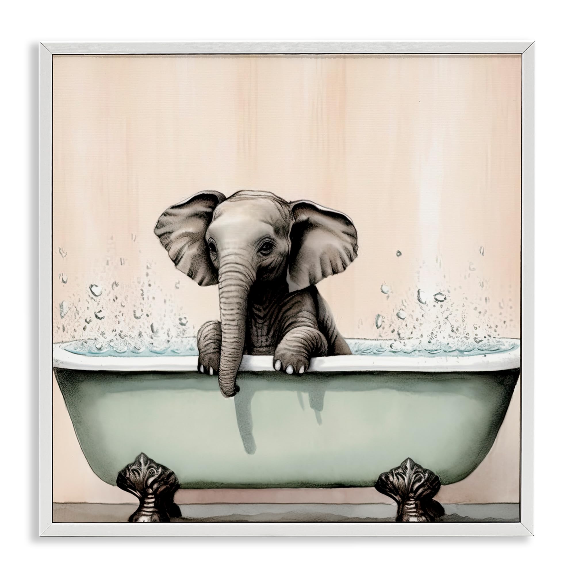 Bébé éléphant blanc Stupell Industries tableau encadré idéal pour fêter une naissance