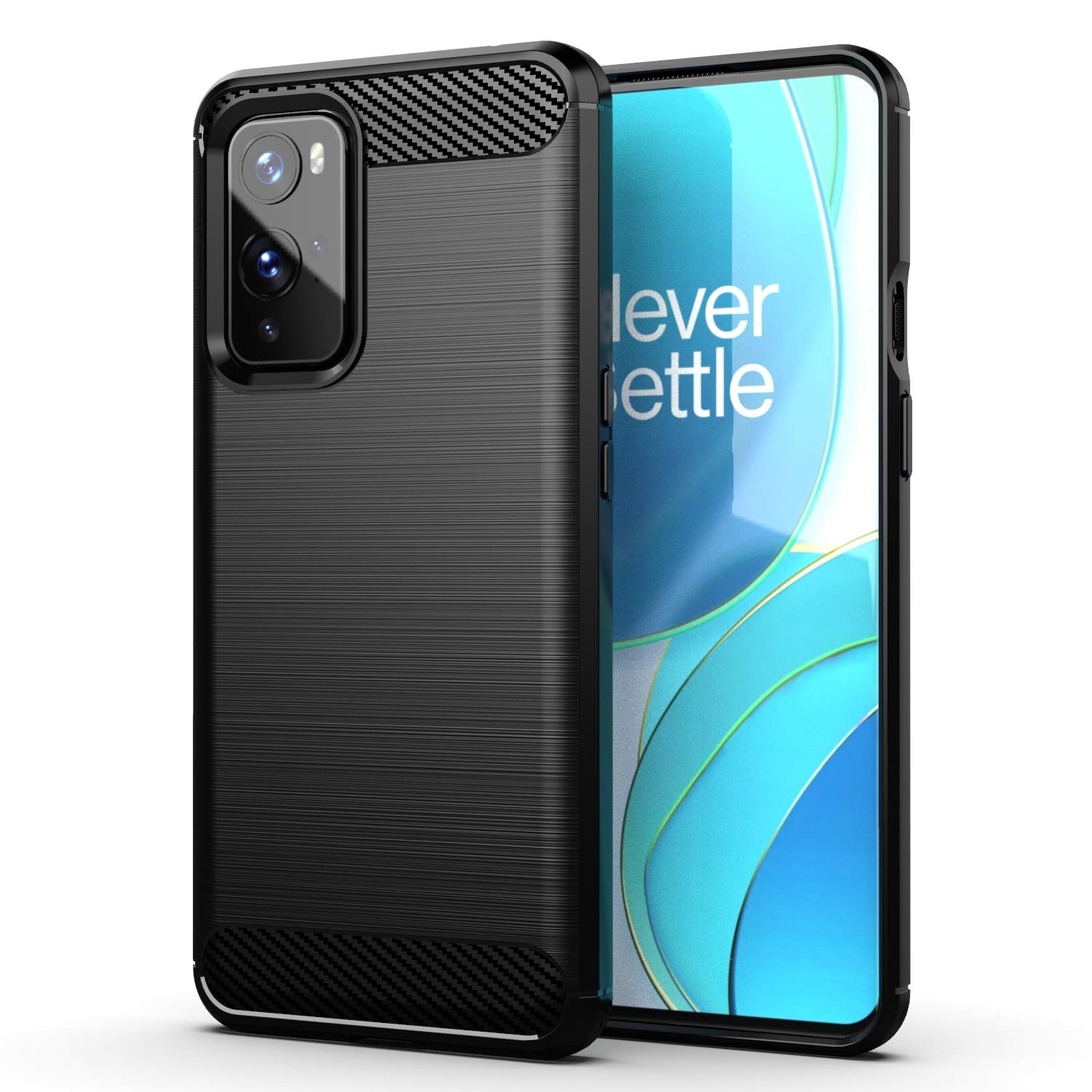 for Oneplus 9 5G Phone case,1+9 5G Case Shockproof, Scratch Resistant Carbon Fiber Jacket, Soft TPU, for Oneplus 9 5G case Black