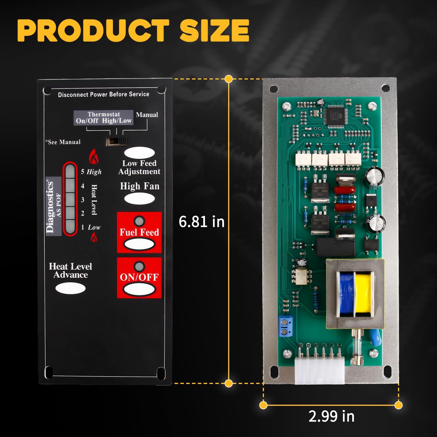 C-E-401 Pellet Stove Circuit Control Board Fit For Breckwell Pellet Stoves 1 RPM Auger Motor Systems 5-Speed Settings Digital Control Board Fit For Breckwell SP1000 Big E Replaces A-E-401 610326