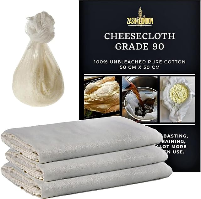 3 Pack Cheesecloth Reusable for Straining, 100% Unbleached Lint Free Pure Cotton Muslin Cloths, Soft Square Cheese Clothes Weave Fabric Filter for Baking, Cooking (50 x 50 cm Food Strainer Cloth)