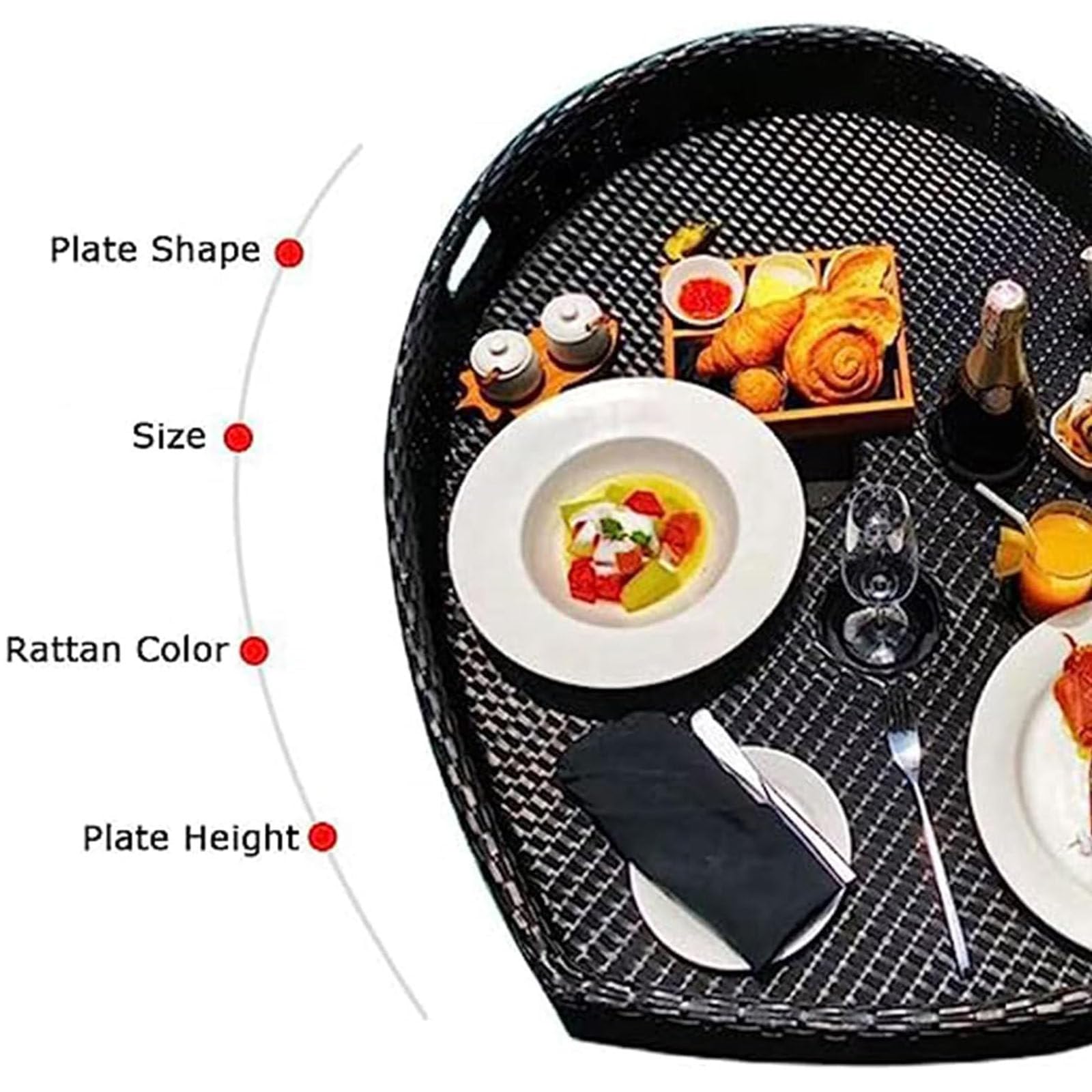 EsEntL Bandeja Flotante Bandeja para Servir de ratán,Bandeja Decorativa de ratán para Mesa de Centro,Bandeja de café Boho para Servir Alimentos,Bandeja de Mimbre Tejida a Mano,Bandeja de Cesta redo