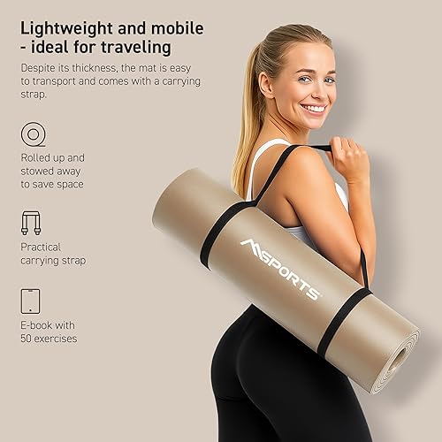 Miniatura 3 de Alfombrilla de yoga antideslizante gruesa de alta calidad, extra cómoda, para entrenamientos en casa, pilates, estiramientos y gimnasio, espuma NBR