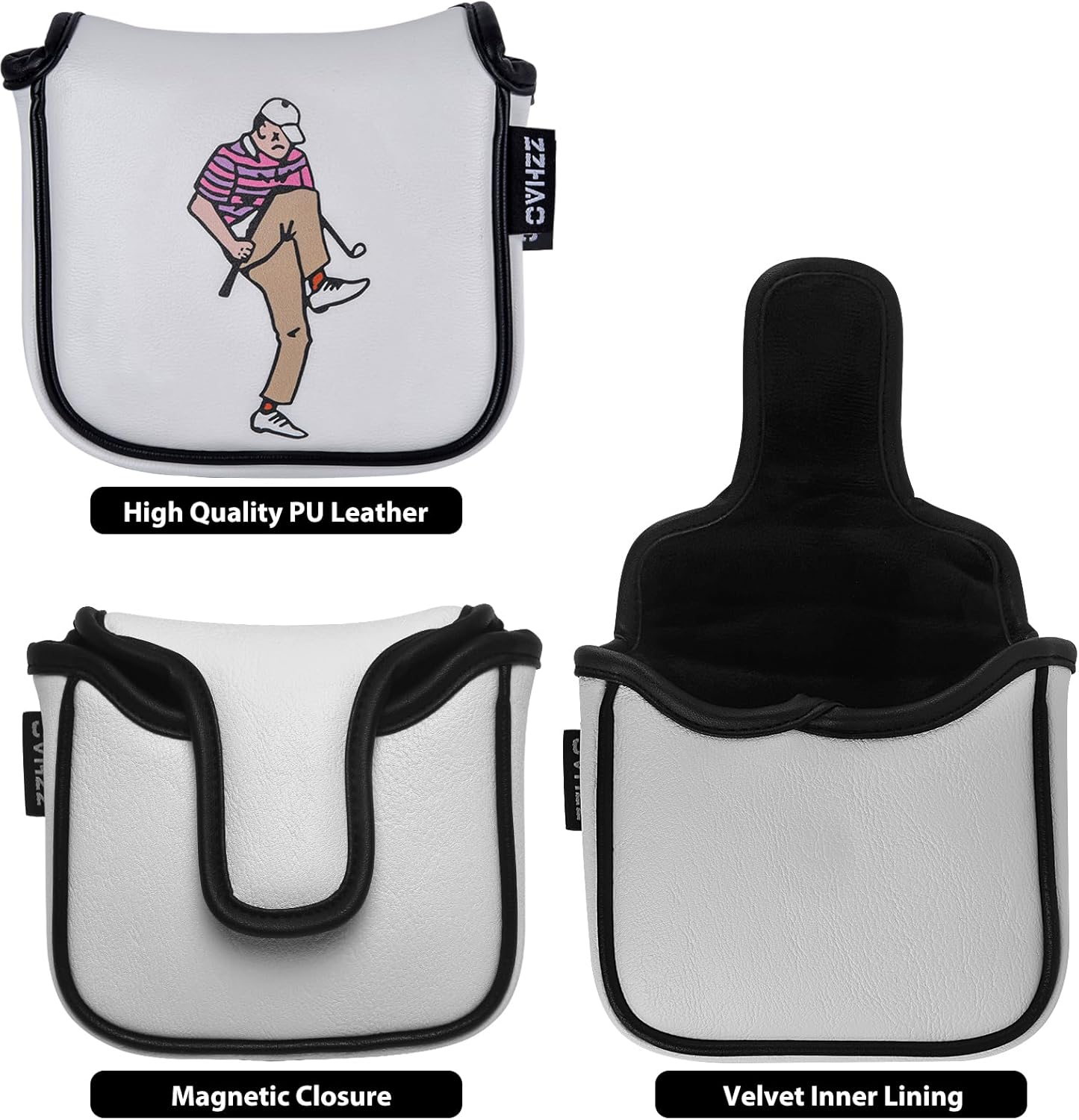 ZZHAO Golf Putter Cover - Funny Magnetic Mallet Putter Cover - Fits Most Mallet Putters - Golf Gifts for Dad - 5.5 x 4.7 x 1.2 Inches