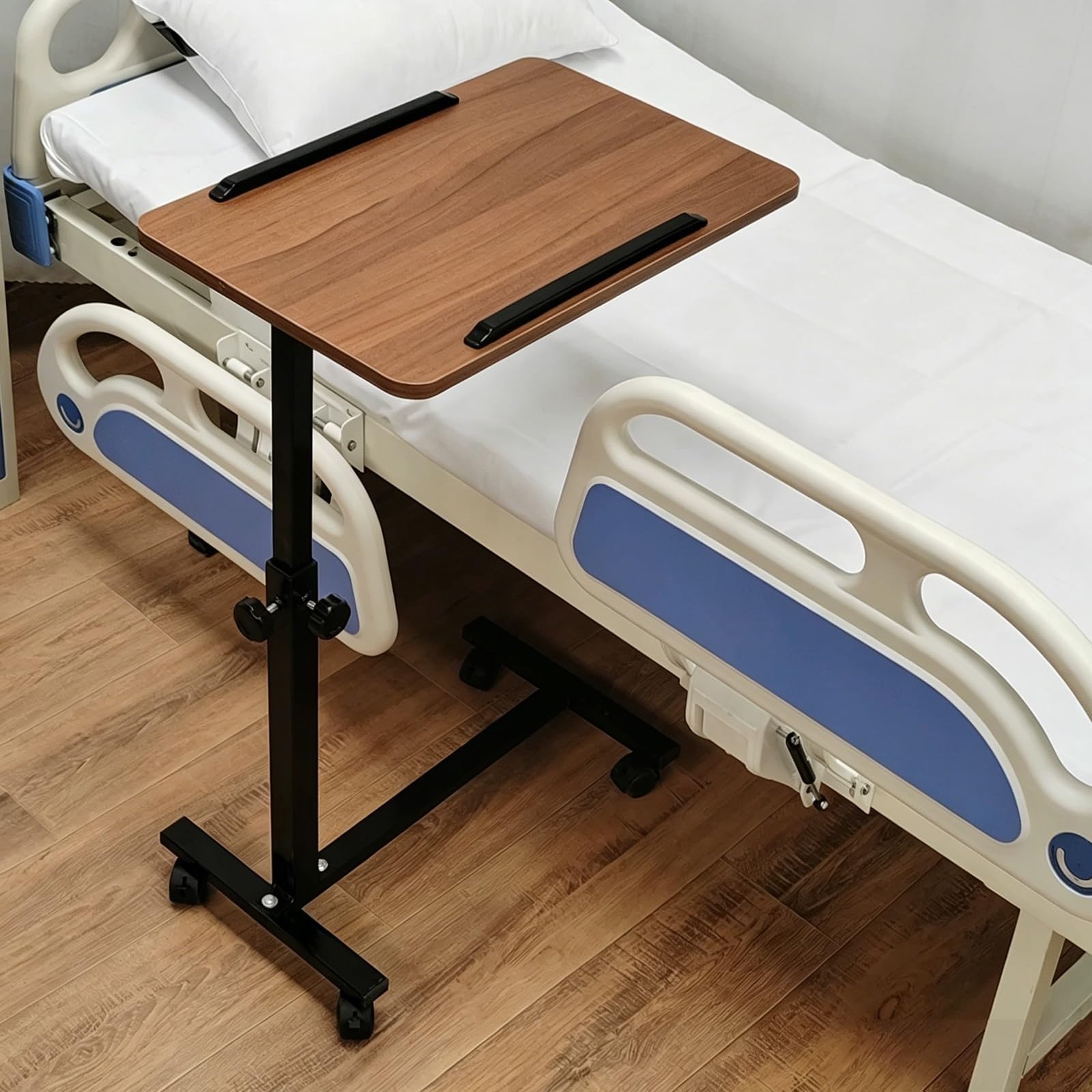 Stolik Kawowy Na Kółkach Regulacją Wysokości 65-95 cm Stolik Komputerowy do Rozkładanej Sofy Nośność 10 kg Stolik do Łóżka z Kółkiem do Domu Mobilne Biurko(Black)