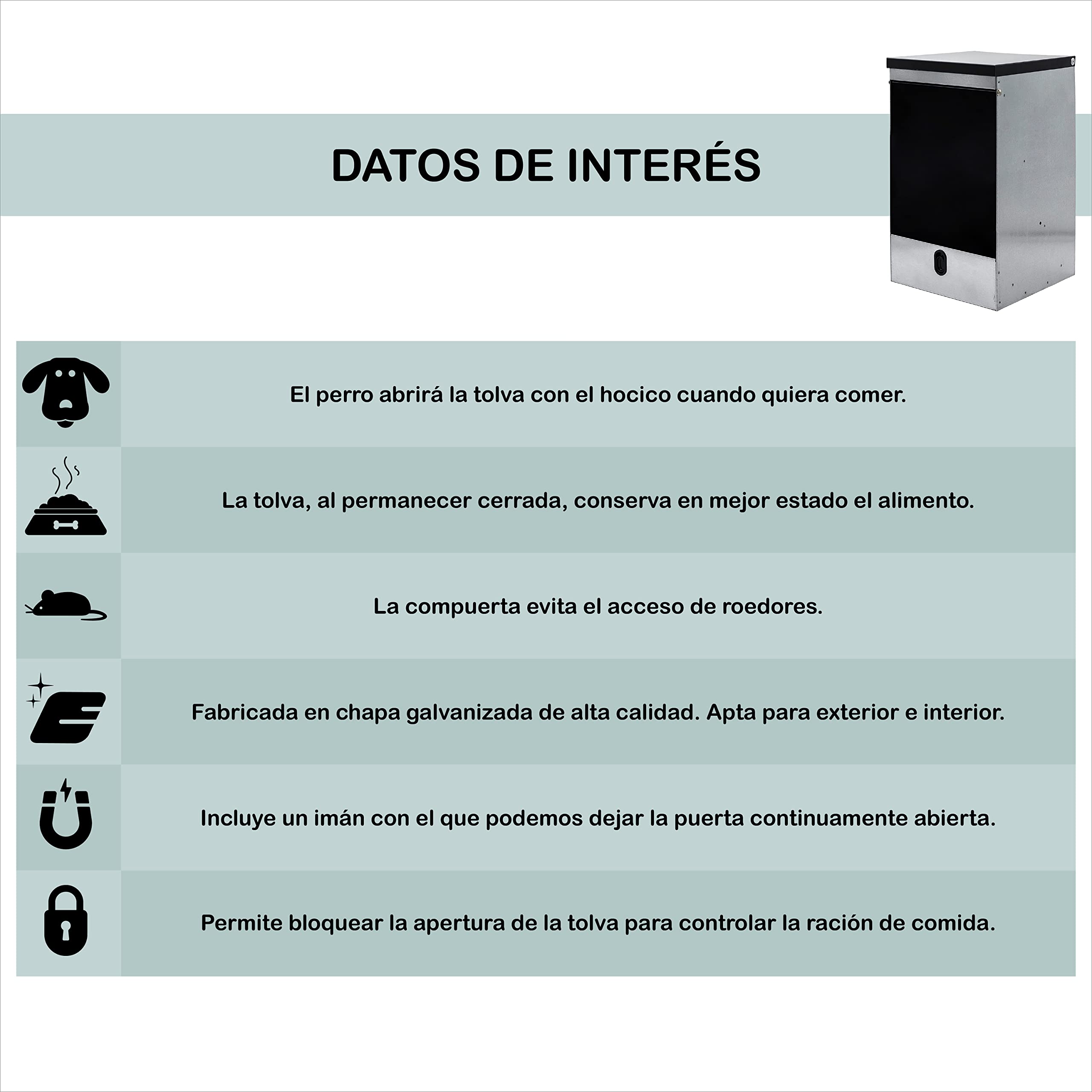 Tolva autoservicio para Perros, Especialmente diseñada contra roedores (20 kg) - Comedero Self-Service con Tapa para Perros - Incluye expendedor de Bolsas