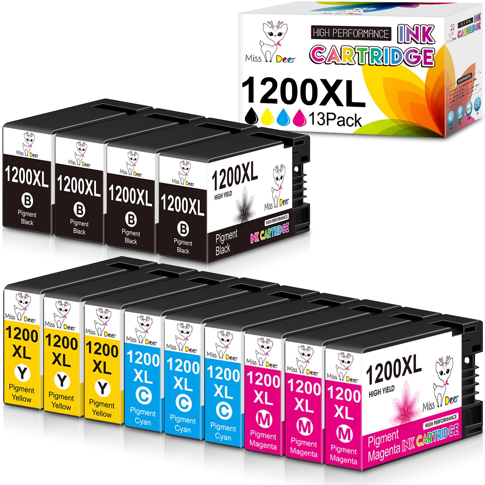 13-Pack Maxify 1200 Ink Cartridges Miss Deer Compatible Replacement for Canon 1200XL PGI1200 XL for Maxify MB2720 MB2120 MB2020 MB2050 MB2320 MB 2720
