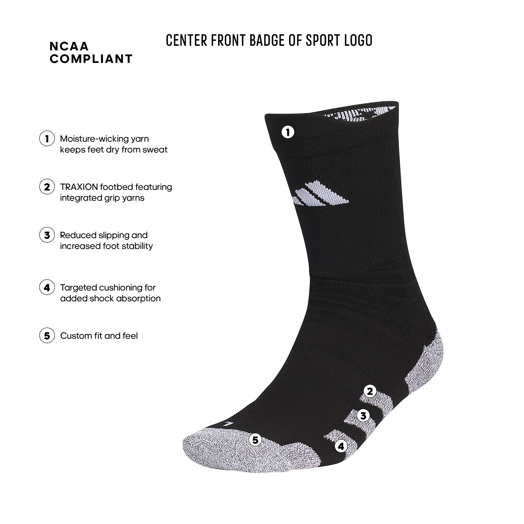 adidas 5-star Team Traxion 2.0 Crew Socks (1-pair) Crew Sock-Team Unisex adulto (Pack de 1)
