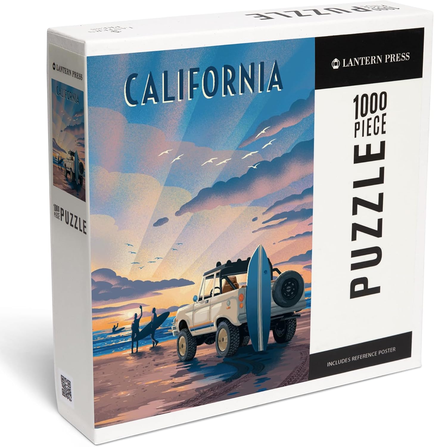 "Lantern Press California, Lithograph, Wake Up! Surf's Up!, Surfers on Beach, 1000 Piece Jigsaw Puzzle for Adults, Made in USA with Reference Poster"