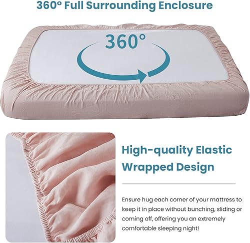 Miniatura 3 de King Linens Sábana bajera de 100 % lino lavado a la piedra, color sólido  (1 pieza) funda de colchón de 14 pulgadas de profundidad suave, natural y