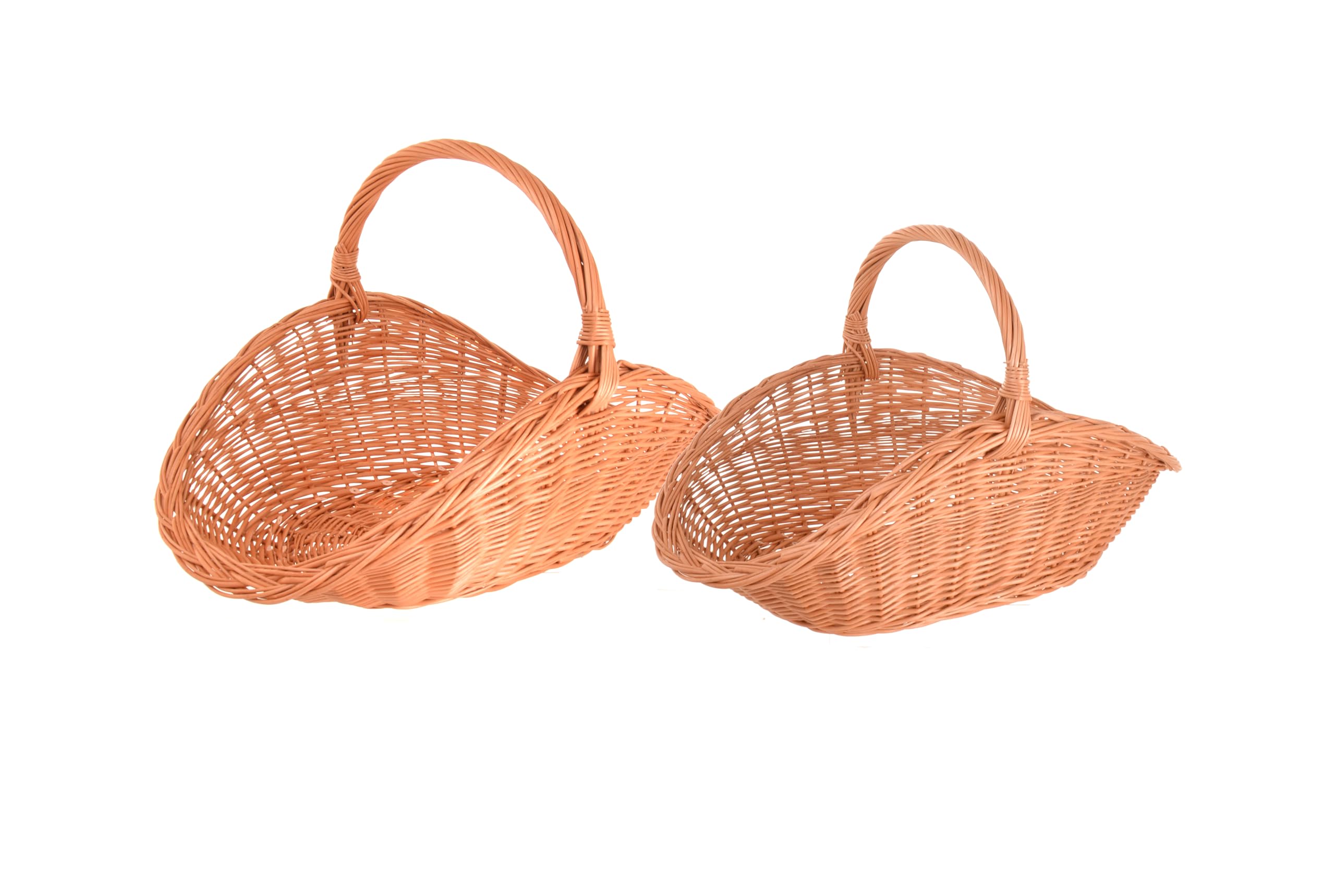 Panier à bois de cheminée en osier naturel fait main avec poignée – Lot de 2
