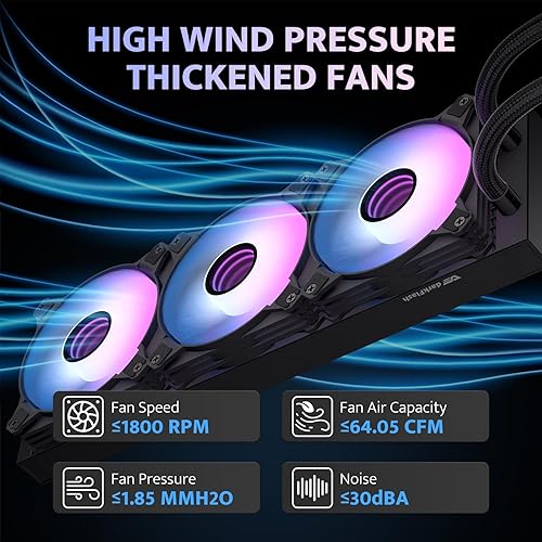 Miniatura 4 de darkFlash DV360S - Enfriador líquido todo en uno, pantalla LCD de 3.2 pulgadas con resolución de 320 * 320, sincronización ARGB, ventiladores PWM