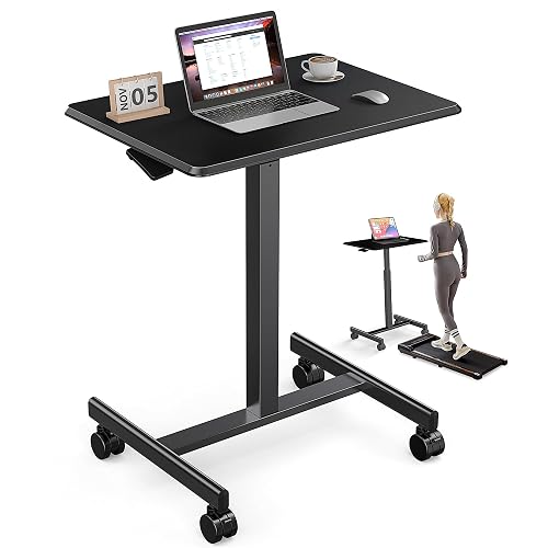 DUMOS Small Adjustable Rolling Laptop Desk on Wheels