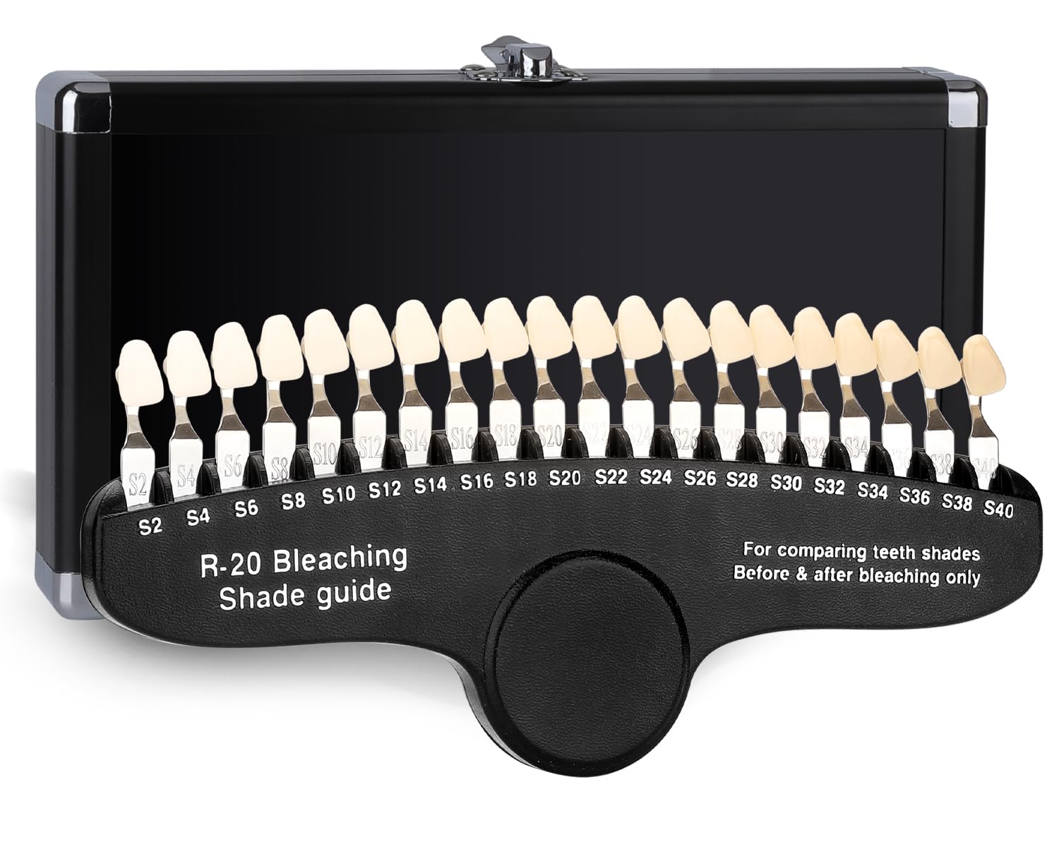 Dental Shade Guide Professionelle 3D R-20 Zahnaufhellung Diagramm mit 20 Farben Zahnschattierungsführung mit Spiegel