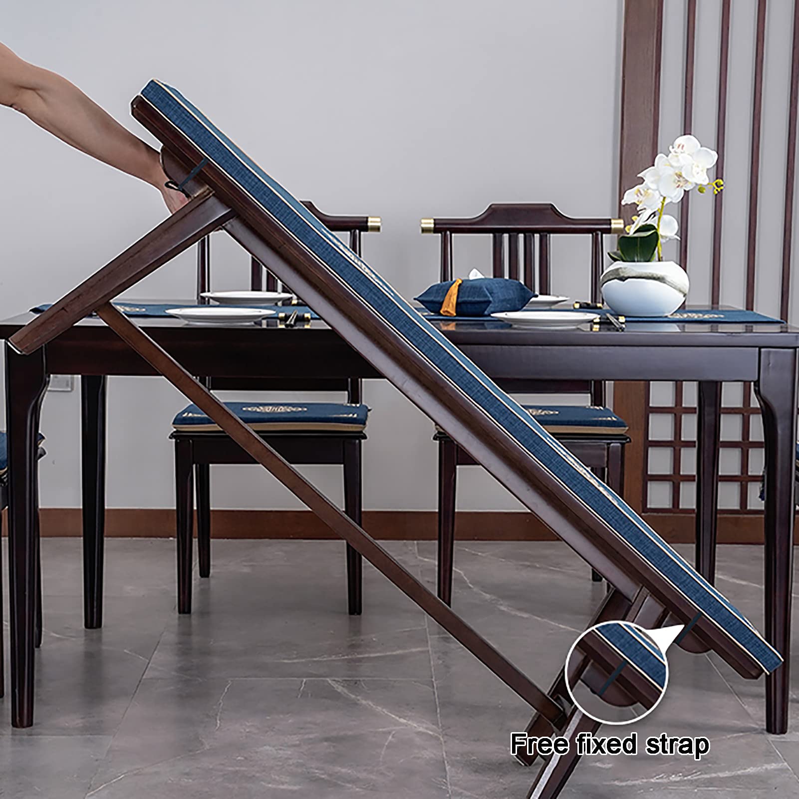 Cuscino per panca da giardino in schiuma spessa, con cinghie di fissaggio, rimovibile, ideale per panchine da cucina, soggiorno