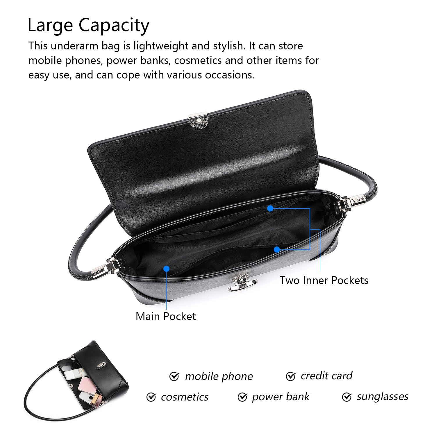 YONBEN Bolso de hombro de poliuretano para mujer, elegante y práctico