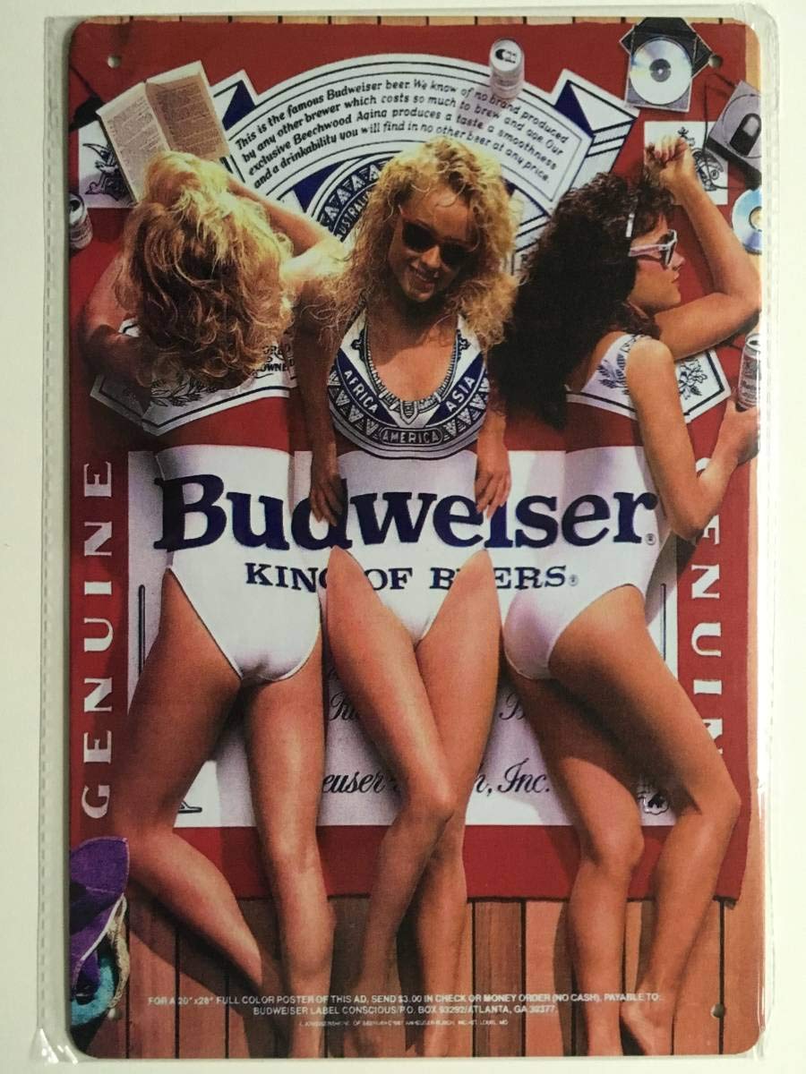 Amazon | ブリキ看板 20×30cm Budweiser バドワイザー SEXYバドガール 