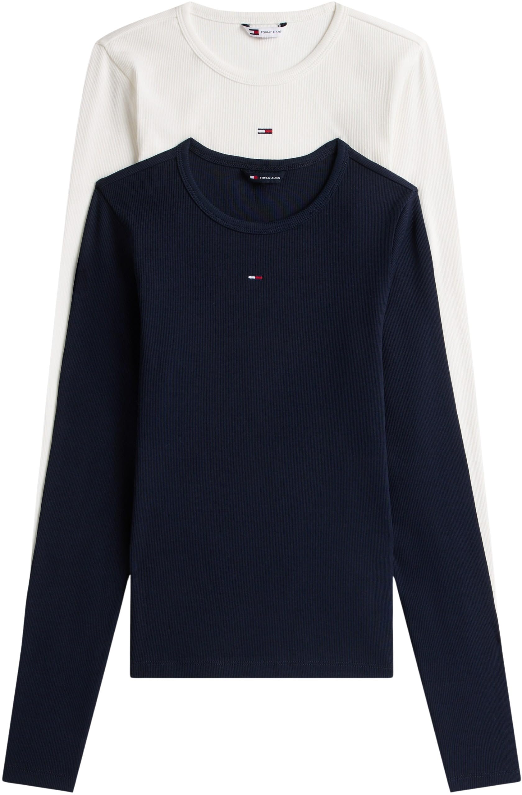 Tommy Jeans Damen 2er Pack Langarmshirts Slim Essential Rib Rundhalsausschnitt