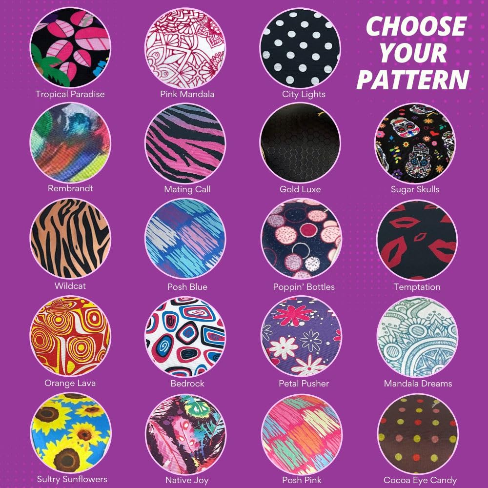 Womens Designer Golf Club Covers 4 Pack - Taboo Fashions Numbered Head Covers for Driver Woods & Hybrid - Weather/Moisture Resistant Protection (Colorful Patterns)