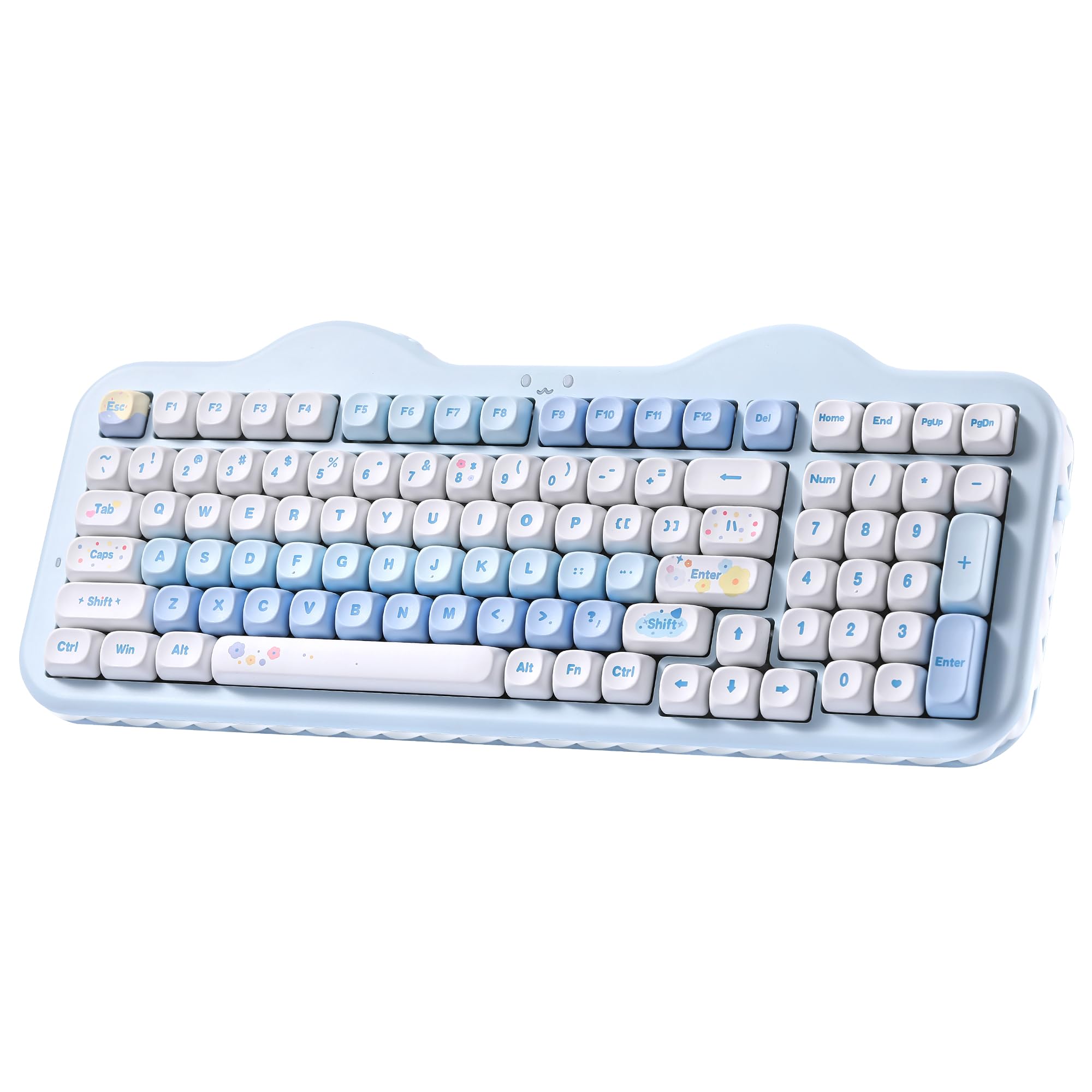 YUNZII C98 Wireless Mechanical Gaming Keyboard with Numeric Keypad, Moa Profile PBT Keys, BT5.0/2.4G/USB-C, Hot-Swap, Gasket Mount, RGB, Pastry Design for Windows/Mac (Blue, Milk V2 Switch)