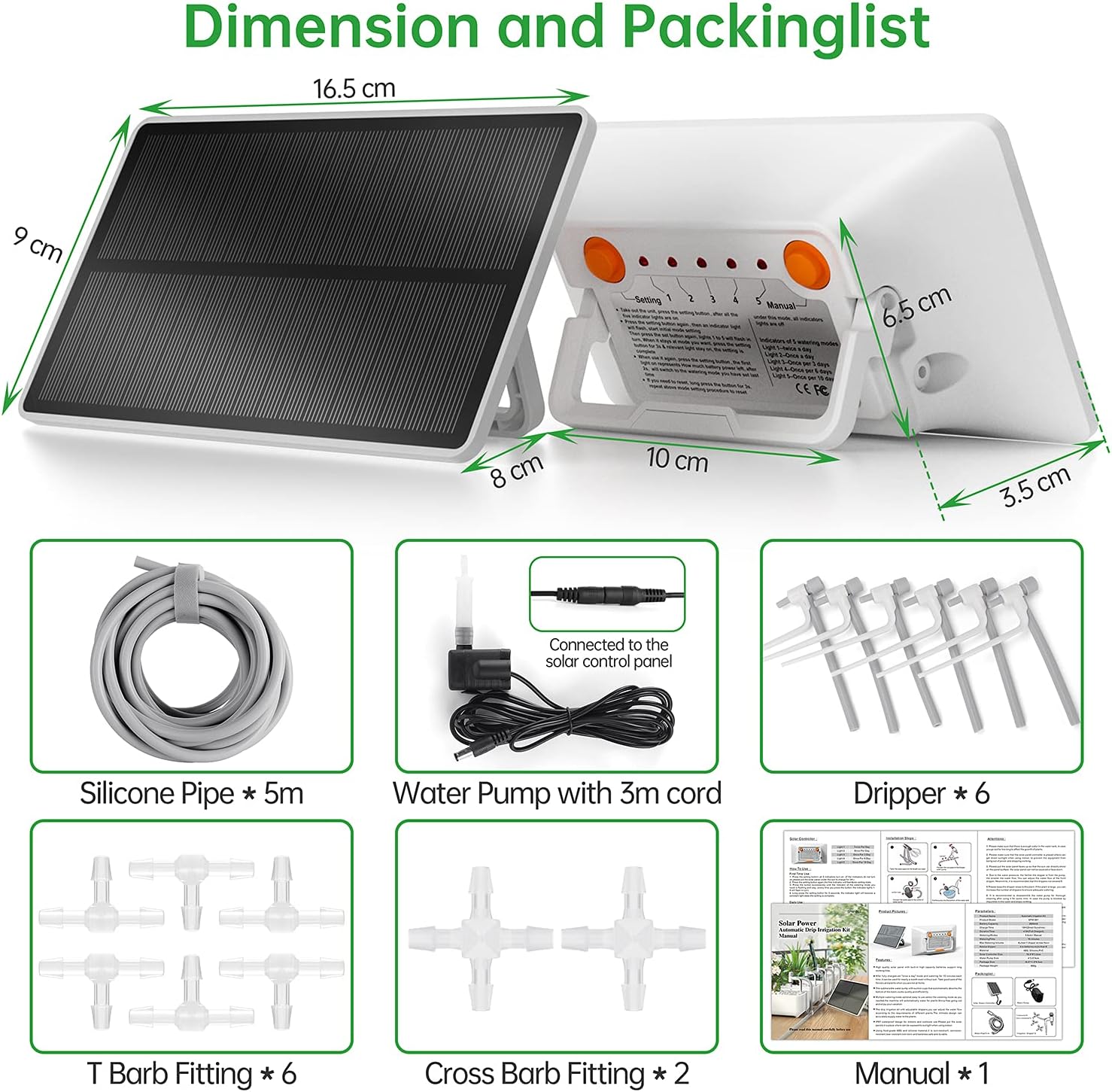 eSuperegrow Micro Automatic Drip Irrigation Kit,Solar Power Rechargeable Plant Watering System with Timer,Easy DIY Vacation Self Watering Device for Indoor&Outdoor Potted Plant(15~270 Days Duration) : Patio, Lawn & Garden