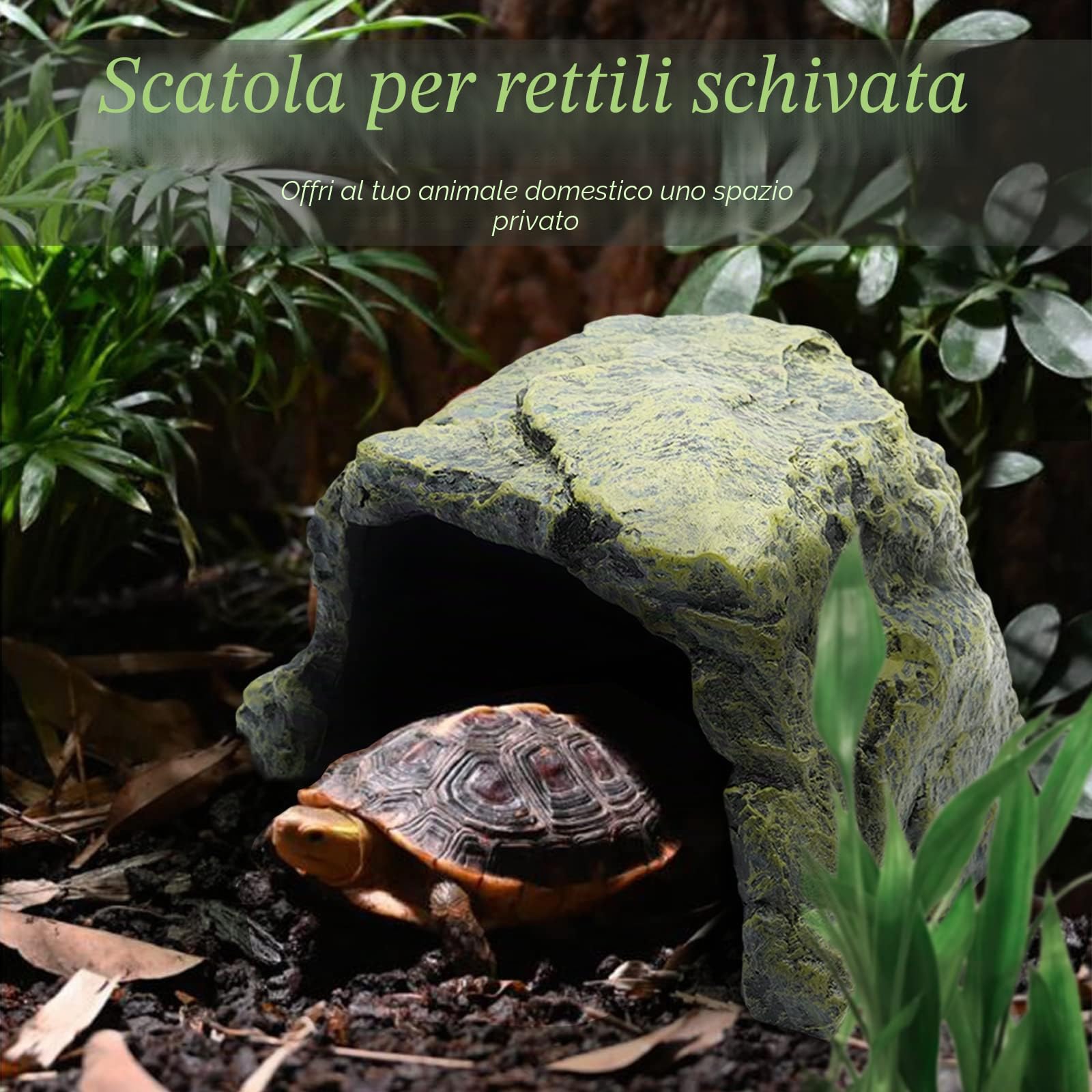 MasXirch Rettile Roccia Nascondi Rettile Roccia Nascondi Grotta Rettile Nascondi Tartarughe Nascondiglio per Drago Barbuto Tartaruga Piccole Lucertole Pesci Anfibi (Colore 2)
