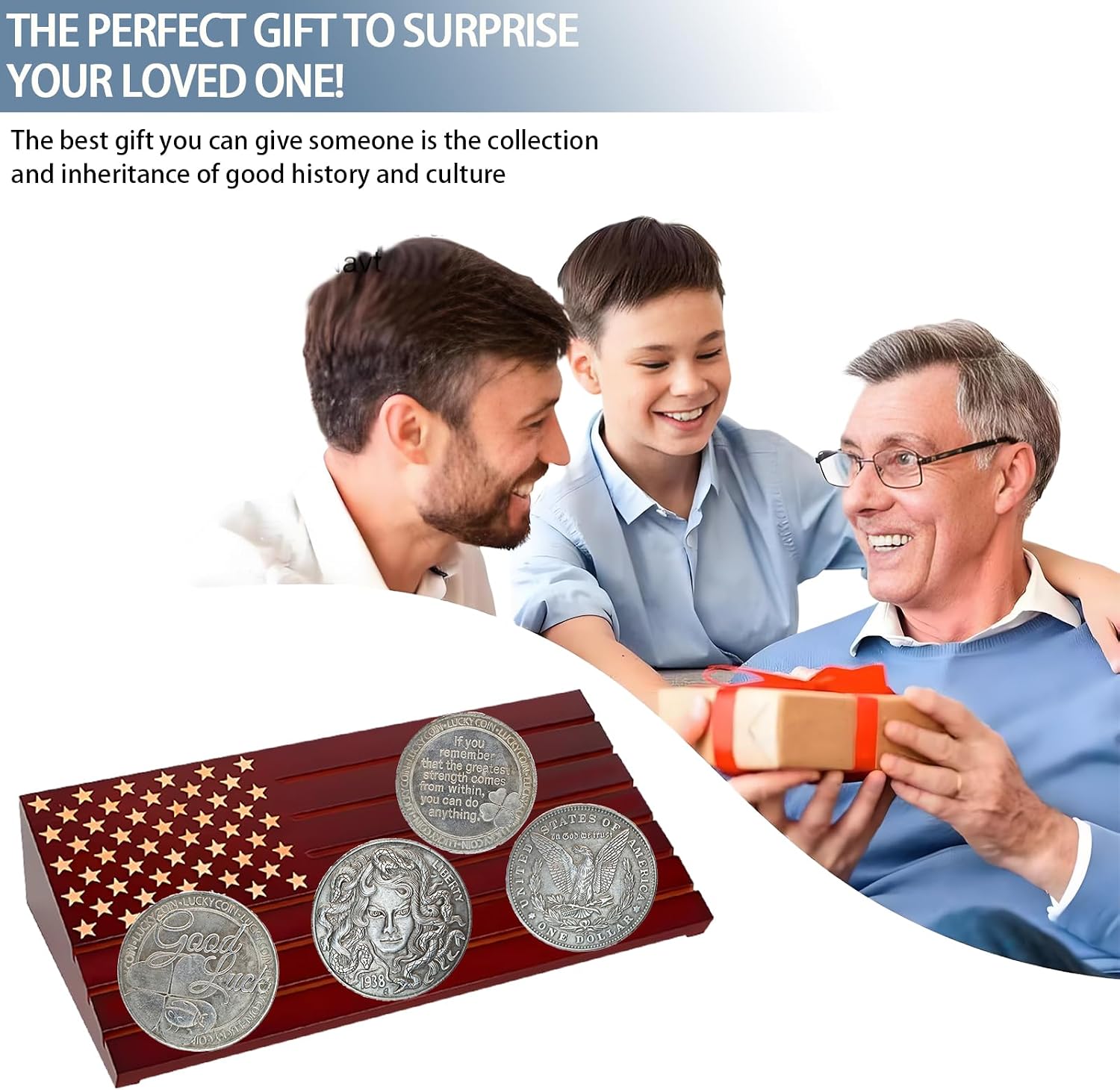 Lucky Coin Good Fortune Collectible Coin Four-Leaf Clover Charm Scratch-Off Tool Suitable for Men and Women to Wear A Lucky Gift for Friends and Family (3PCS) image 3