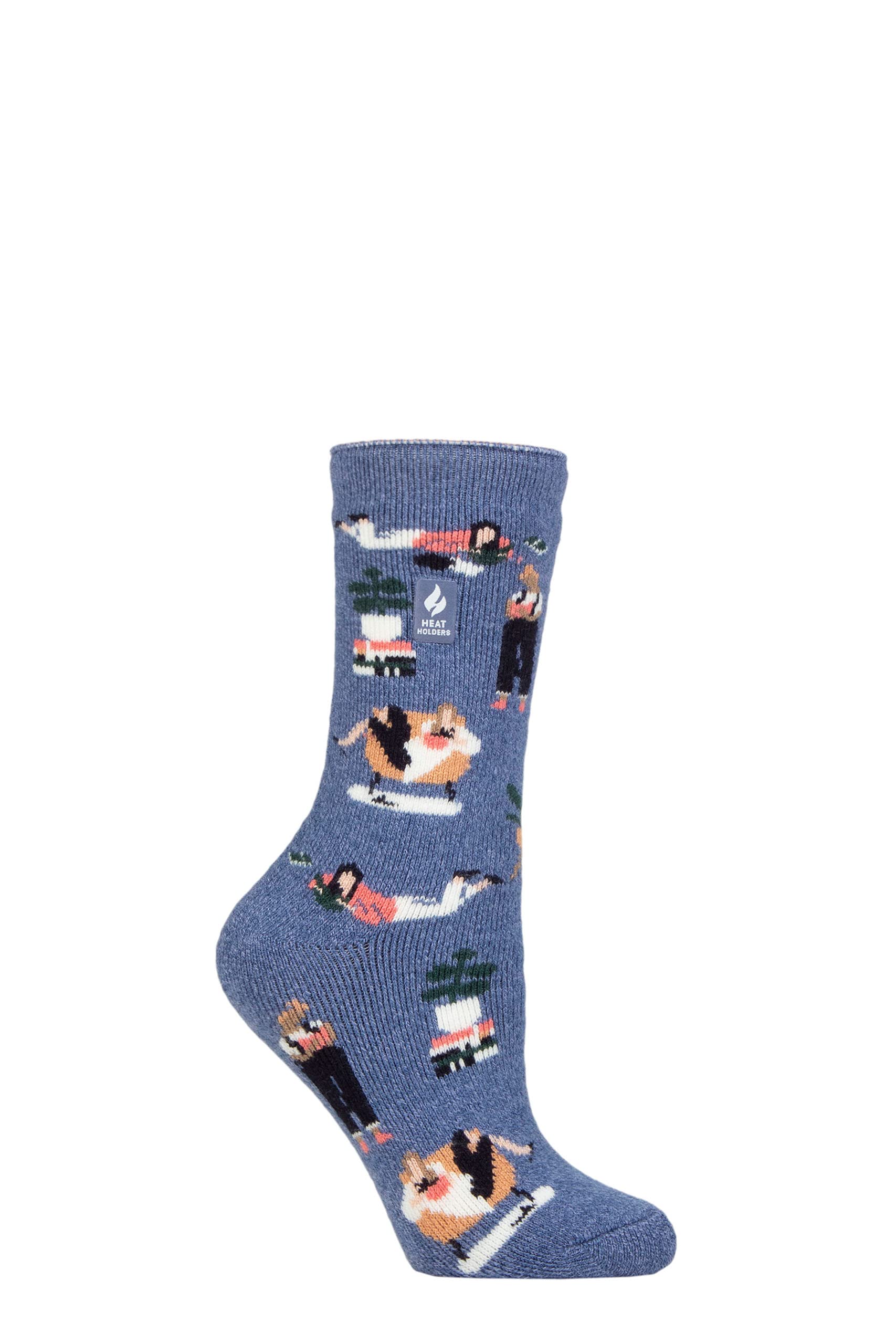 Heat Holders Women's Book Worm Denim Sockshop 1.6 Tog Lite Hobby Patterned Warm Cosy Soft Thermal Socks Pack Of 1 4-8