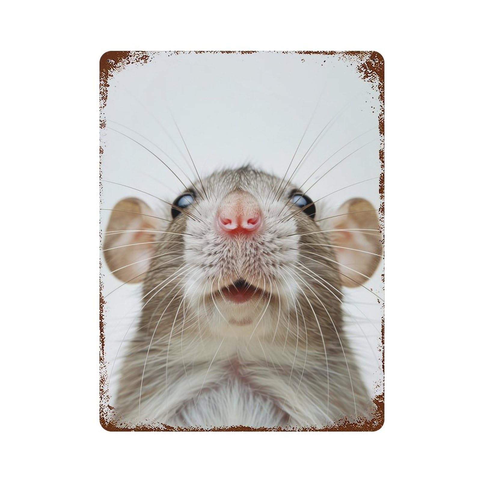 Garage Style Rat Face Vintage Rust Metal Sign 15.7"x11.8", Shabby Chic Decor for Bar And Workshop