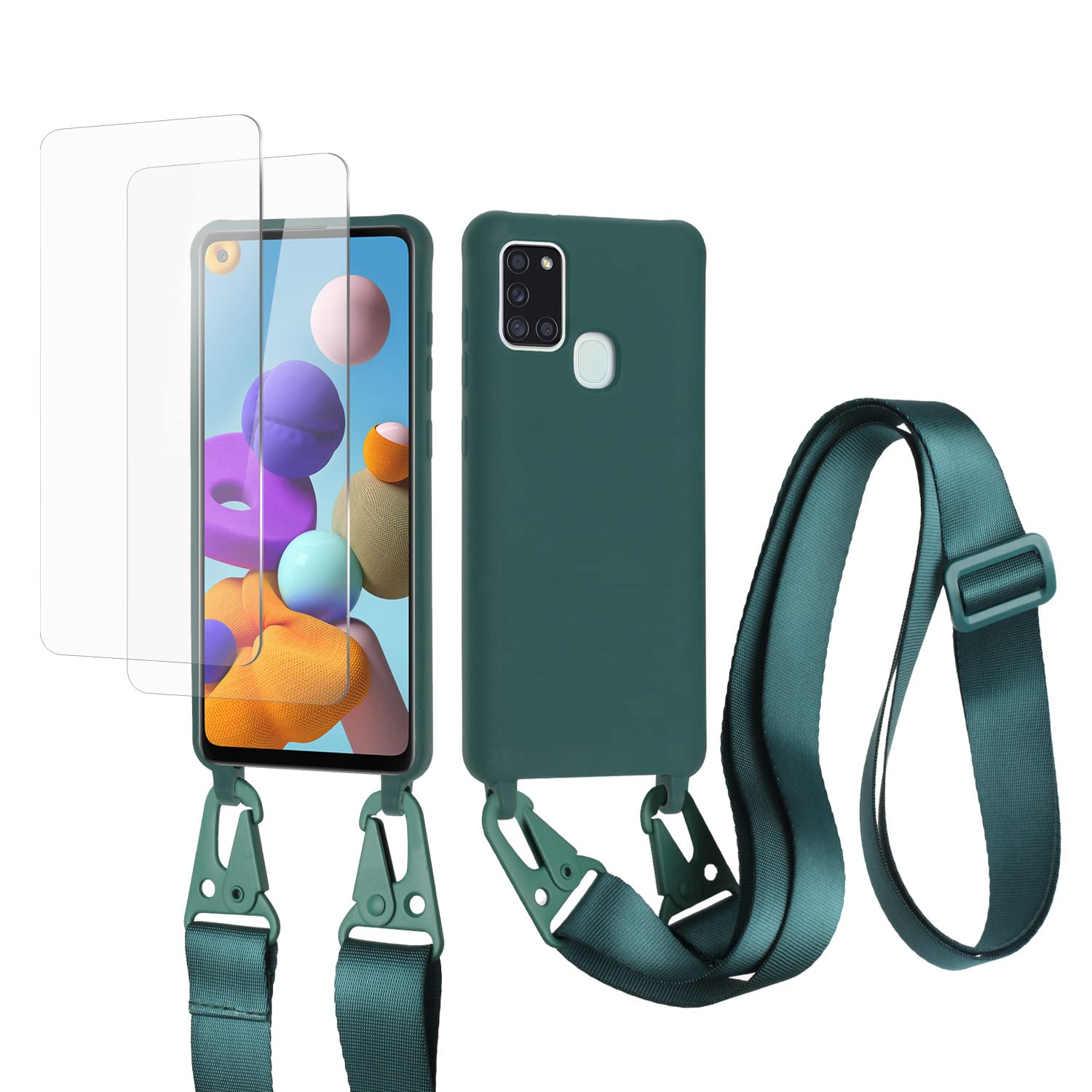 vrupin Funda Compatible con iPhone 13.con (2 x Protector Pantalla)con Cuerda Case con Ajustable Cordón.Silicona Líquida Funda-Loto Color — view 46