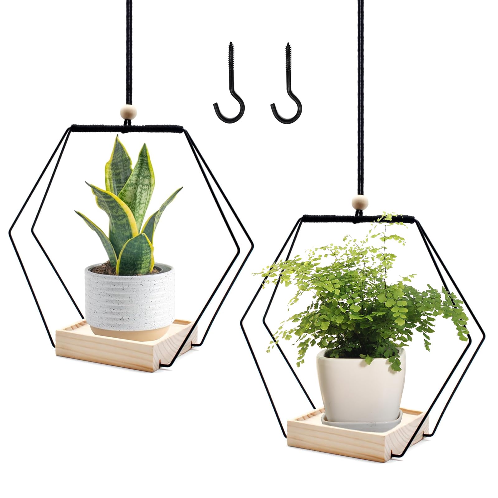 Hangende Plantenhangers - Macramé - Voor Binnen En Buiten - 2 Stuks Katoenen Touw