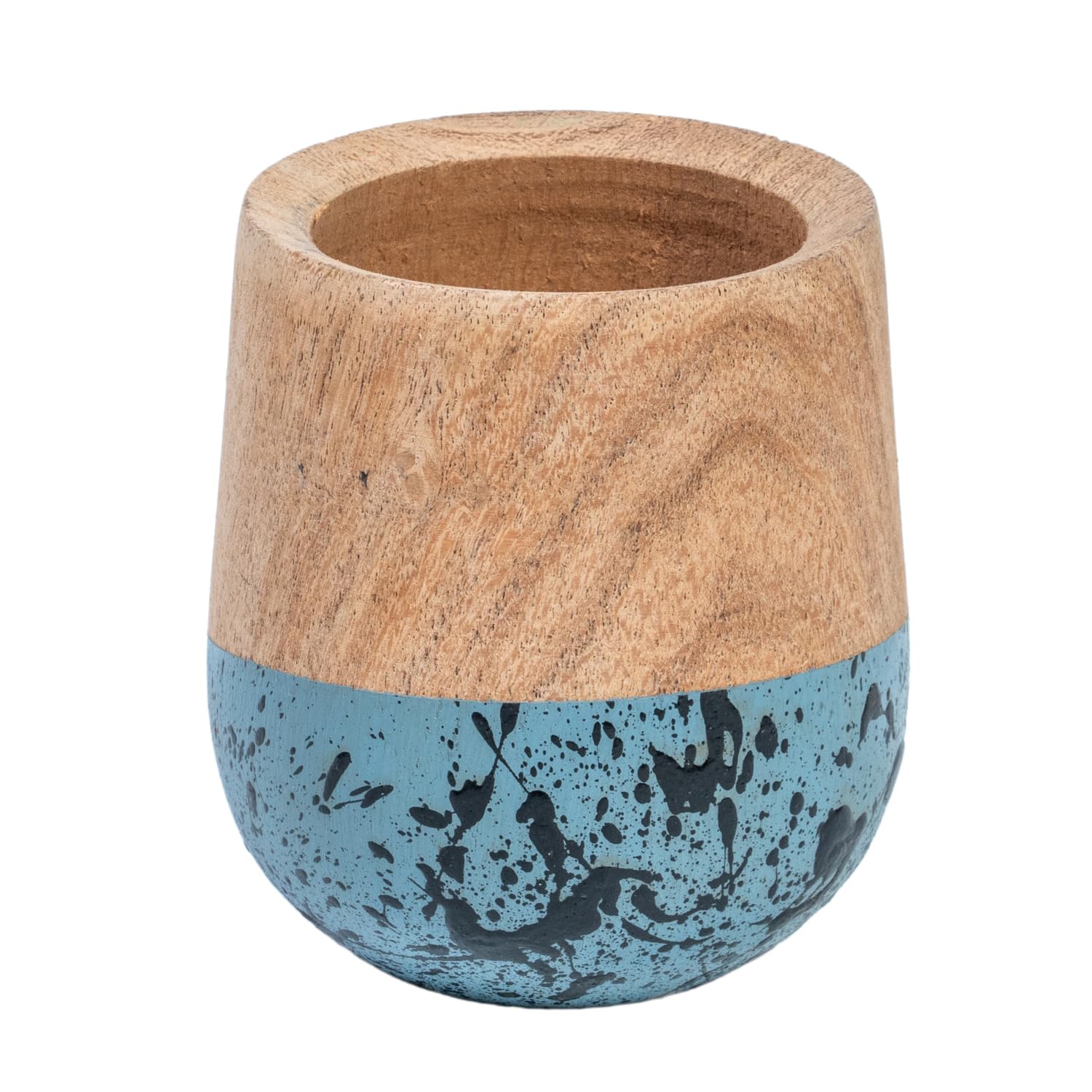 Mate Algarrobo Perita Salpicado Pintado Artesanal Argentino Yera Azucar (celeste)