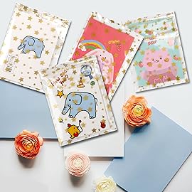 COQOFA 100 Pcs Star Printed Sealable Gift Wrap Cello Cellophane Bags Self sealing Adhensive Treat Bags Party Favor bags (4x6inch, Gold)